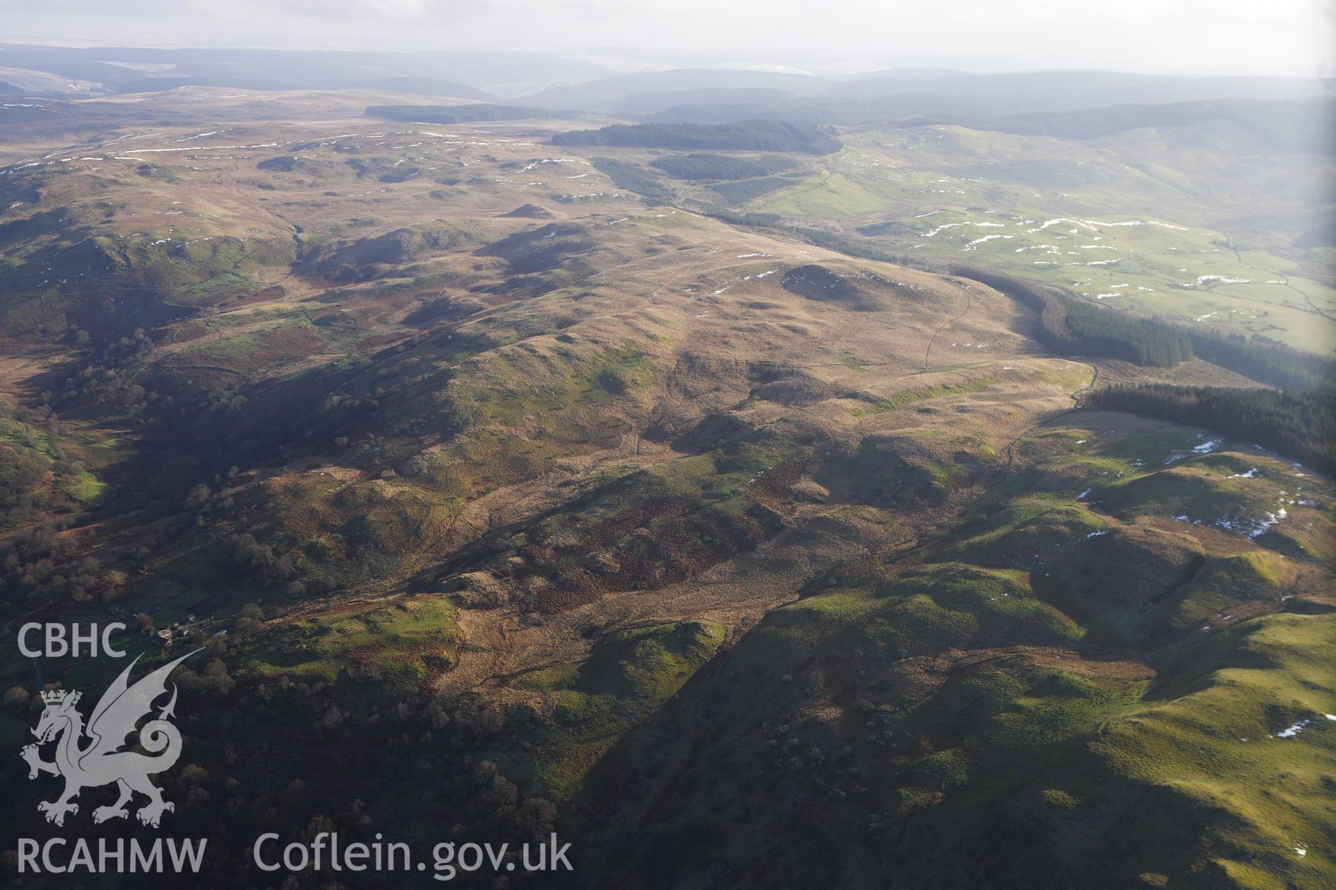 RCAHMW colour oblique photograph of Hafod Eidos, landscape setting from north-west. Taken by Toby Driver on 07/02/2012.