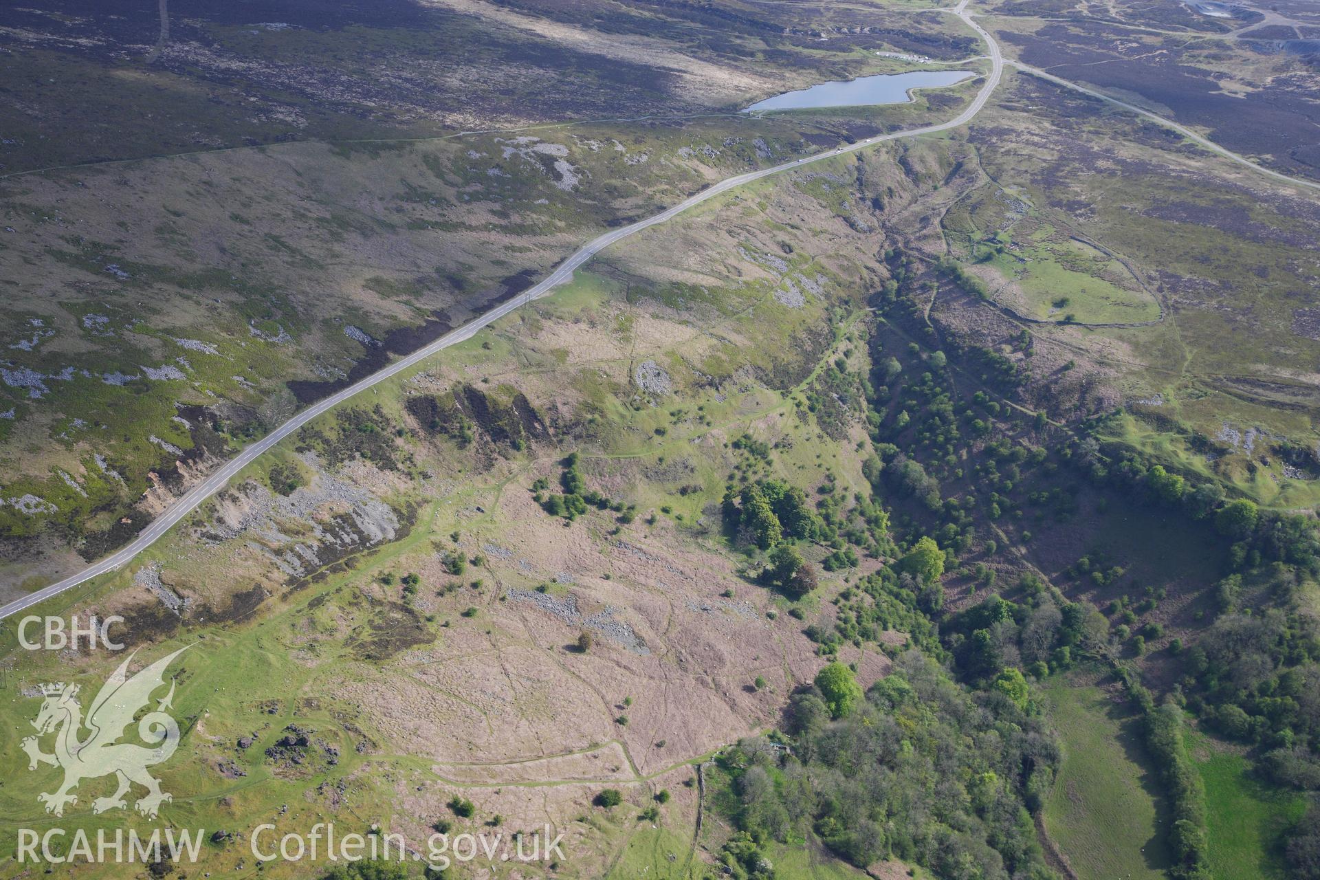 RCAHMW colour oblique photograph of Garnddyrys Ironworks Tramway. Taken by Toby Driver on 22/05/2012.