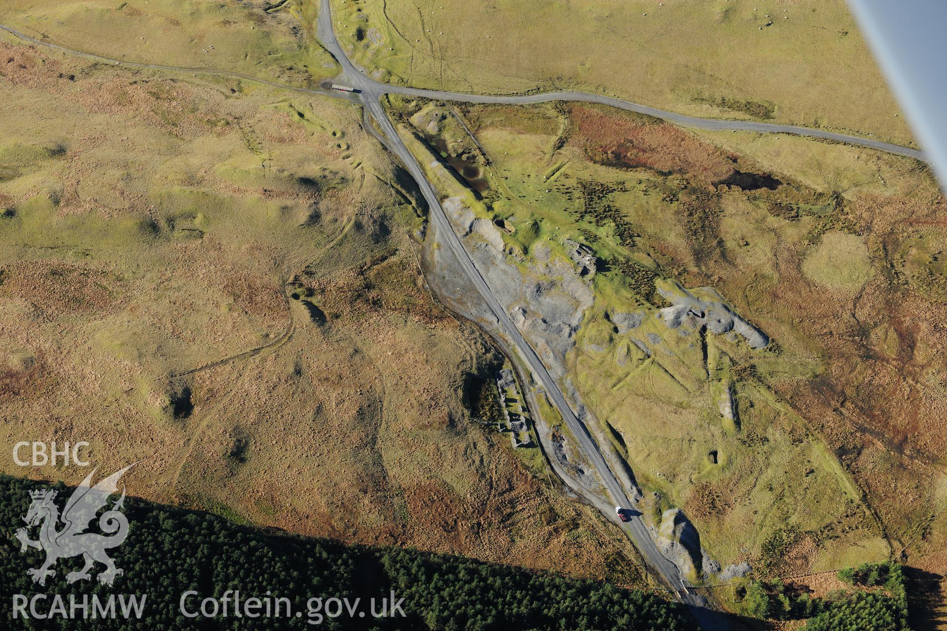 RCAHMW colour oblique photograph of Esgair Hir Lead Mine. Taken by Toby Driver on 05/11/2012.