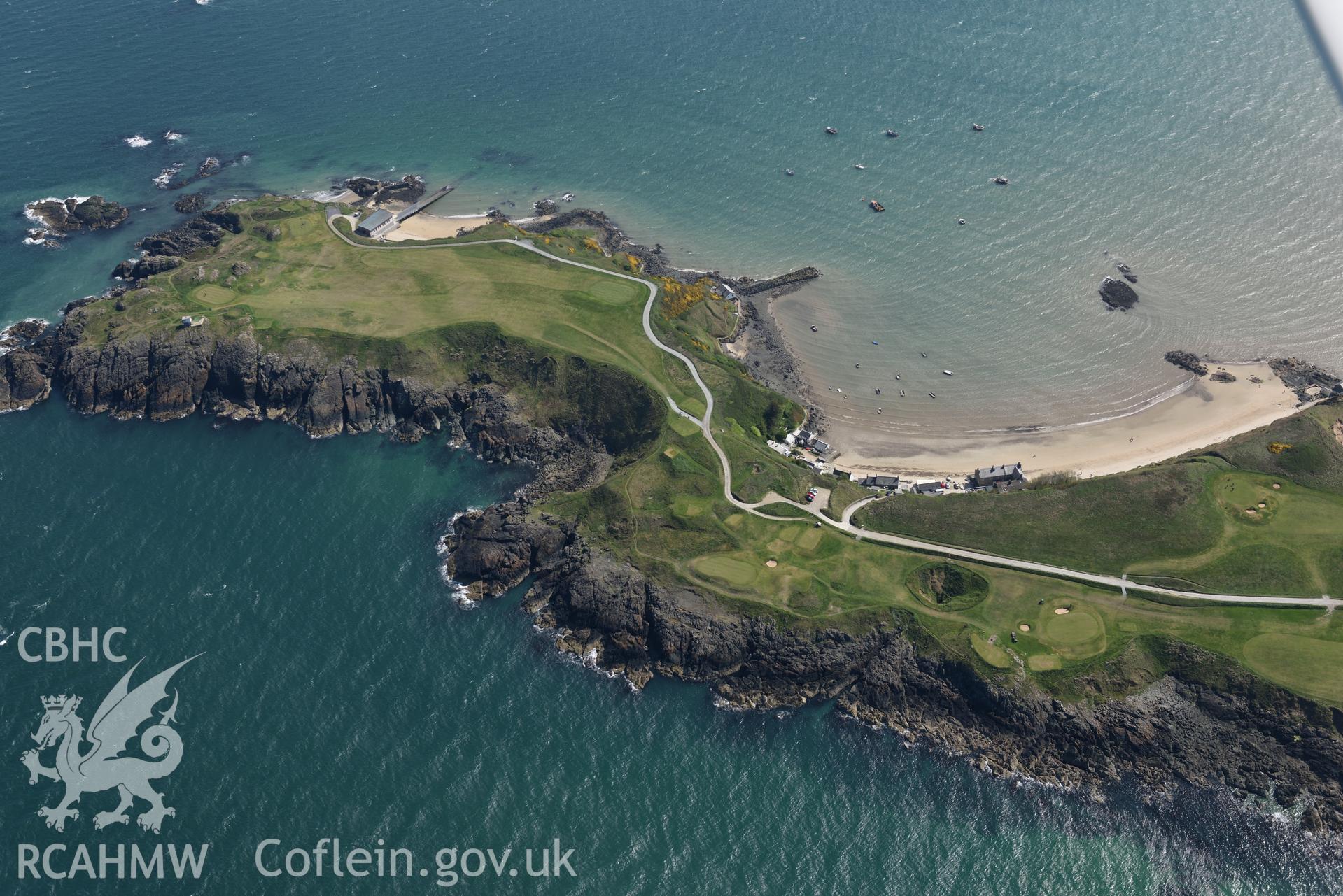 Aerial photography of Porth Dinllaen lifeboat station taken on 3rd May 2017.  Baseline aerial reconnaissance survey for the CHERISH Project. ? Crown: CHERISH PROJECT 2017. Produced with EU funds through the Ireland Wales Co-operation Programme 2014-2020.