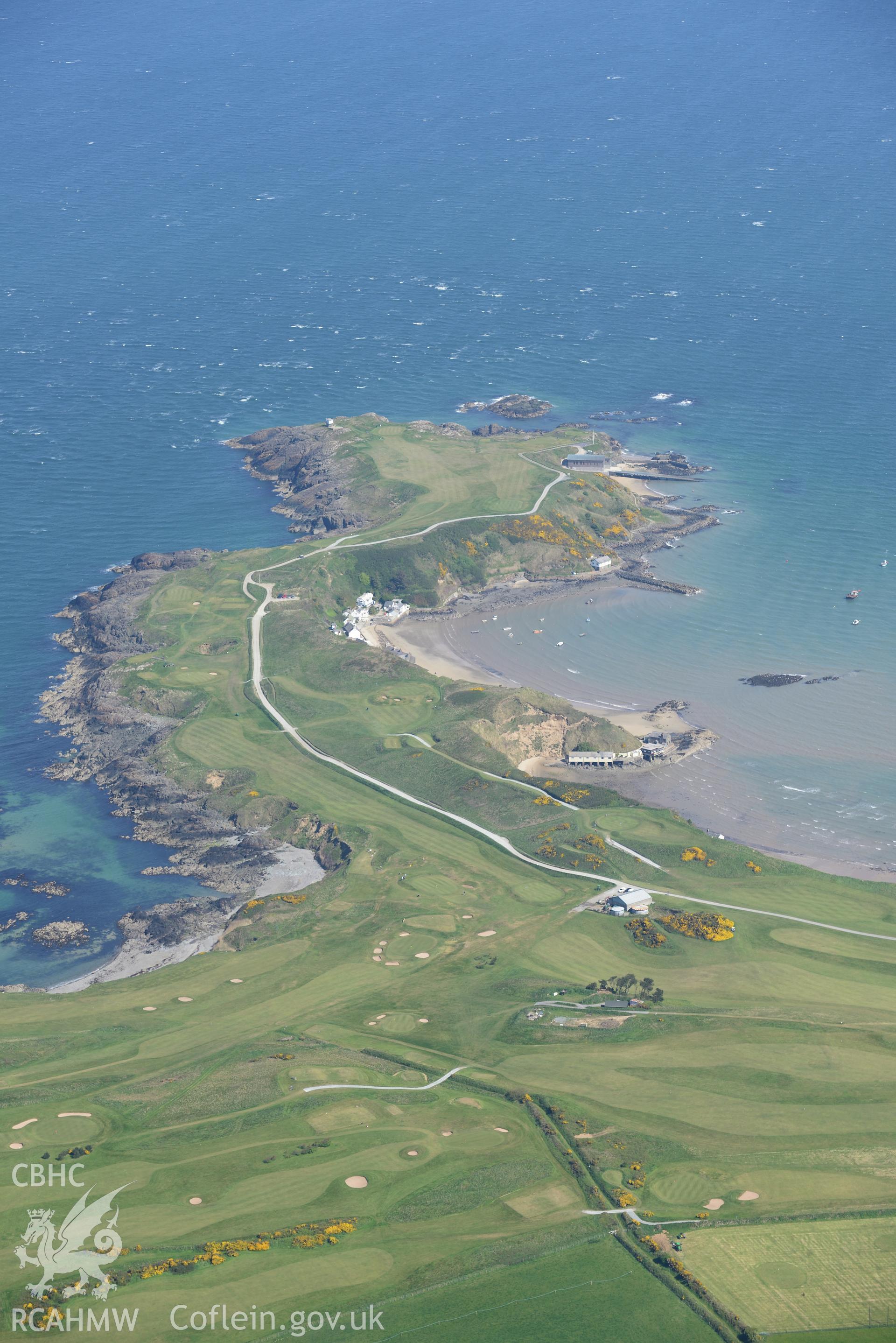 Aerial photography of Trwyn Porth Dinllaen taken on 3rd May 2017.  Baseline aerial reconnaissance survey for the CHERISH Project. ? Crown: CHERISH PROJECT 2017. Produced with EU funds through the Ireland Wales Co-operation Programme 2014-2020. All material made freely available through the Open Government Licence.