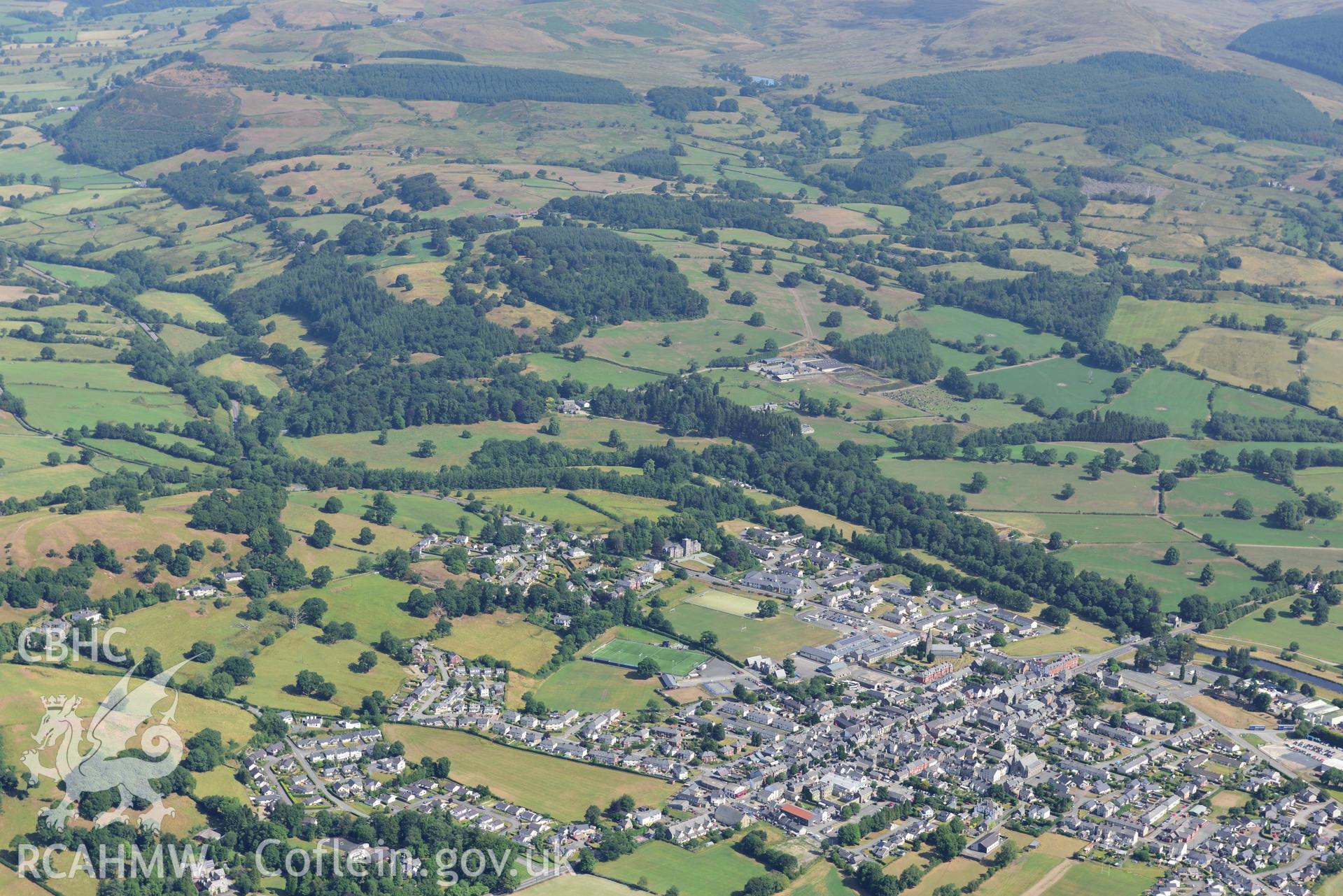 Royal Commission aerial photography of Rhiwlas Gardens, Bala, taken on 19th July 2018 during the 2018 drought.