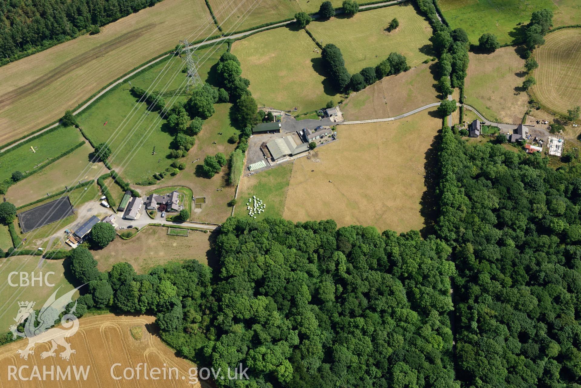 Royal Commission aerial photography of Hen Caerwys field system taken on 19th July 2018 during the 2018 drought.