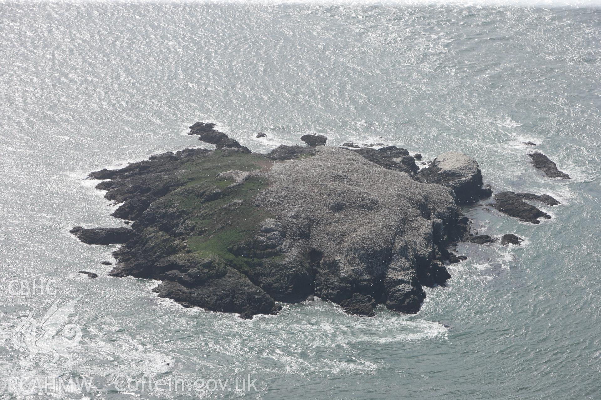 RCAHMW colour oblique photograph of Grassholm Island Settlement. Taken by Toby Driver on 09/09/2010.