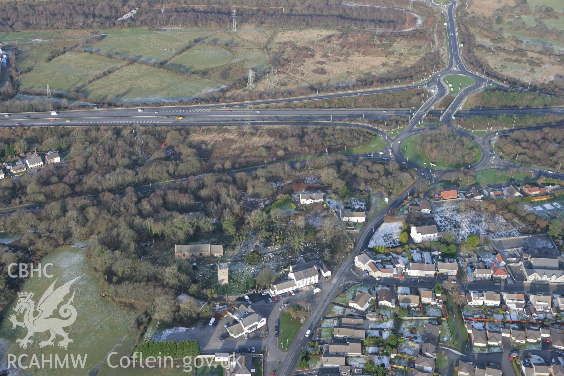 RCAHMW colour oblique photograph of Llangyfelach. Taken by Toby Driver on 01/12/2010.