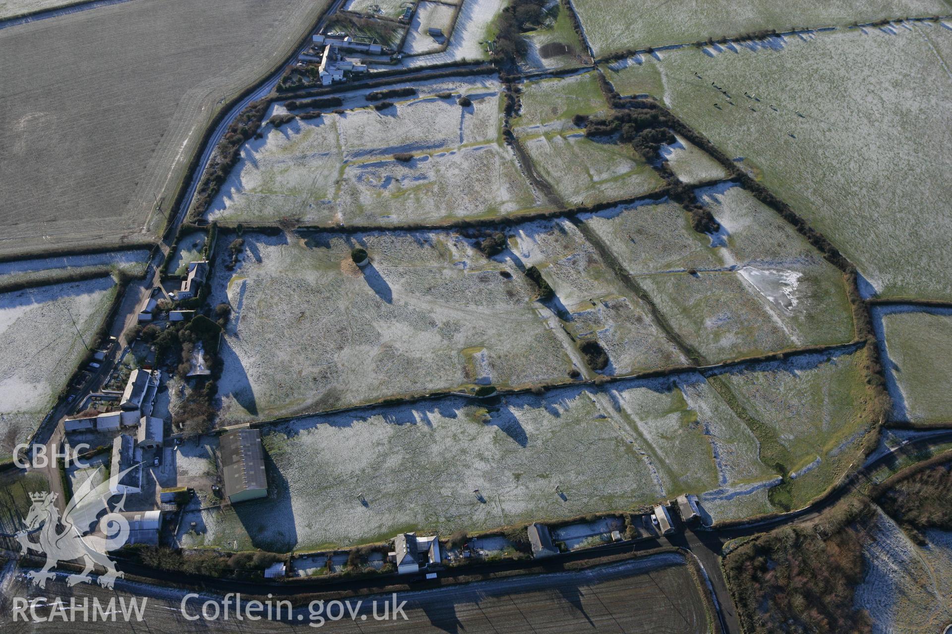 RCAHMW colour oblique photograph of Monknash Grange, with frost. Taken by Toby Driver on 08/12/2010.