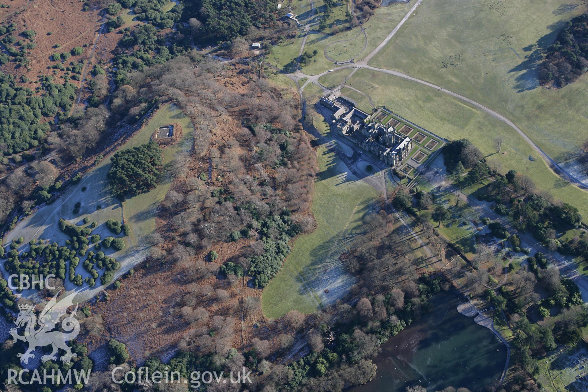 RCAHMW colour oblique photograph of Mynydd-y-Castell Camp and Margam Castle. Taken by Toby Driver on 08/12/2010.