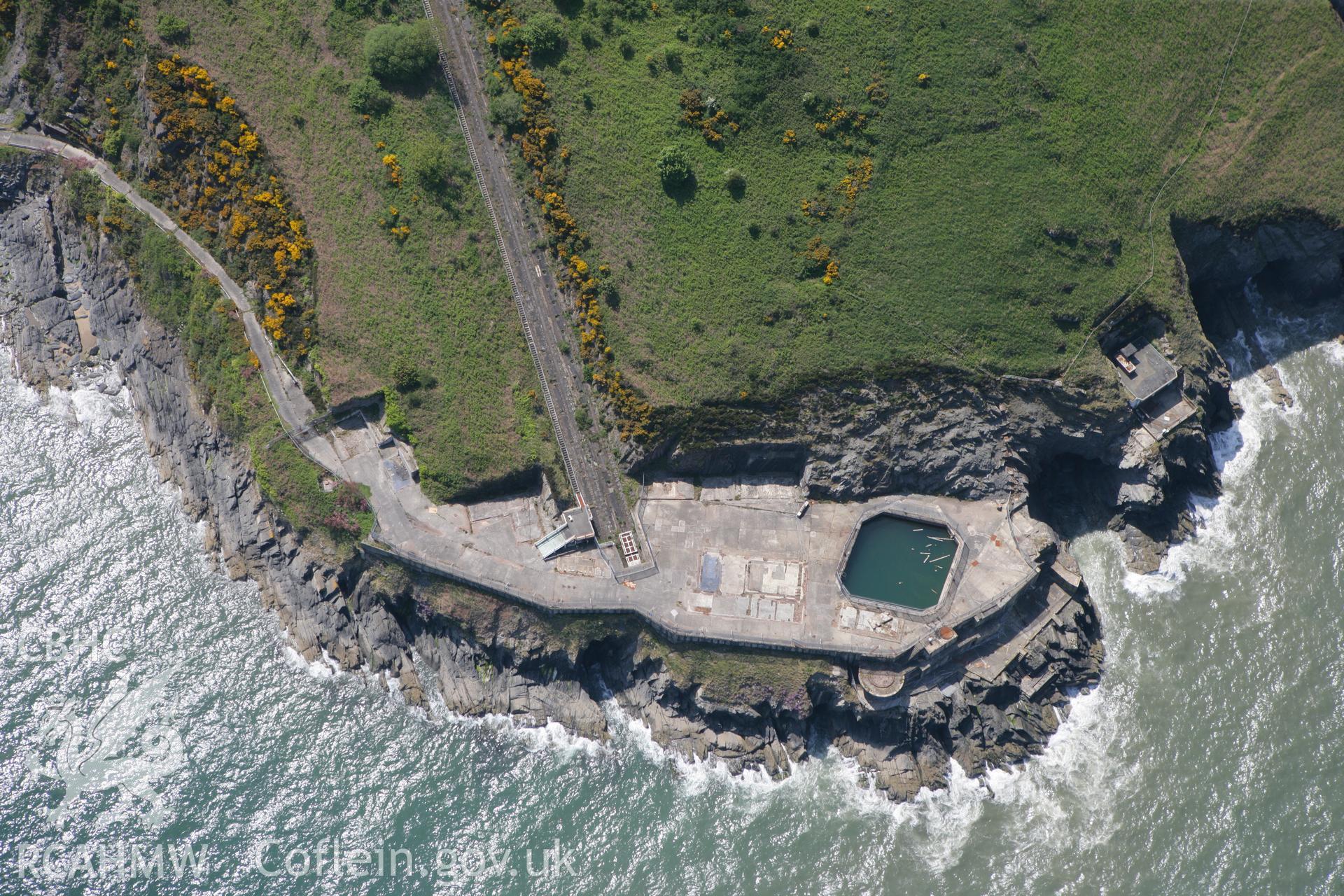 RCAHMW colour oblique photograph of DERA Aberporth range, Simulated ship firing platform. Taken by Toby Driver on 25/05/2010.