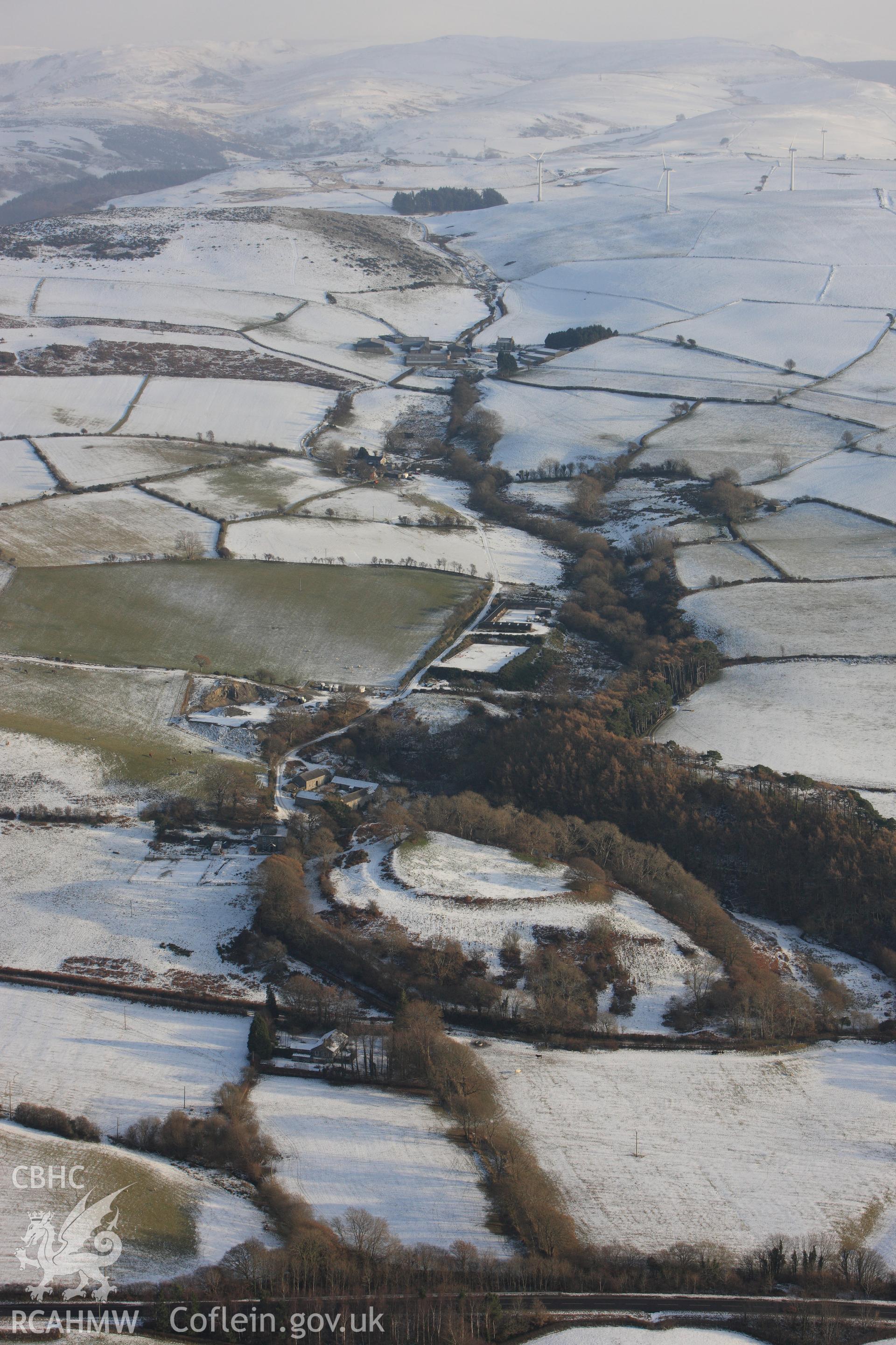 RCAHMW colour oblique photograph of Caer Lletty-Llwyd hillfort. Taken by Toby Driver on 02/12/2010.