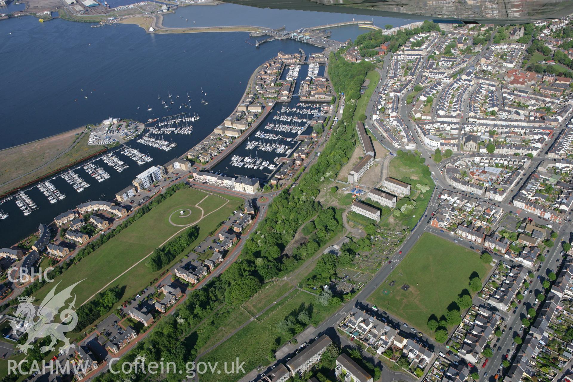 RCAHMW colour oblique photograph of Penarth Docks. Taken by Toby Driver on 24/05/2010.