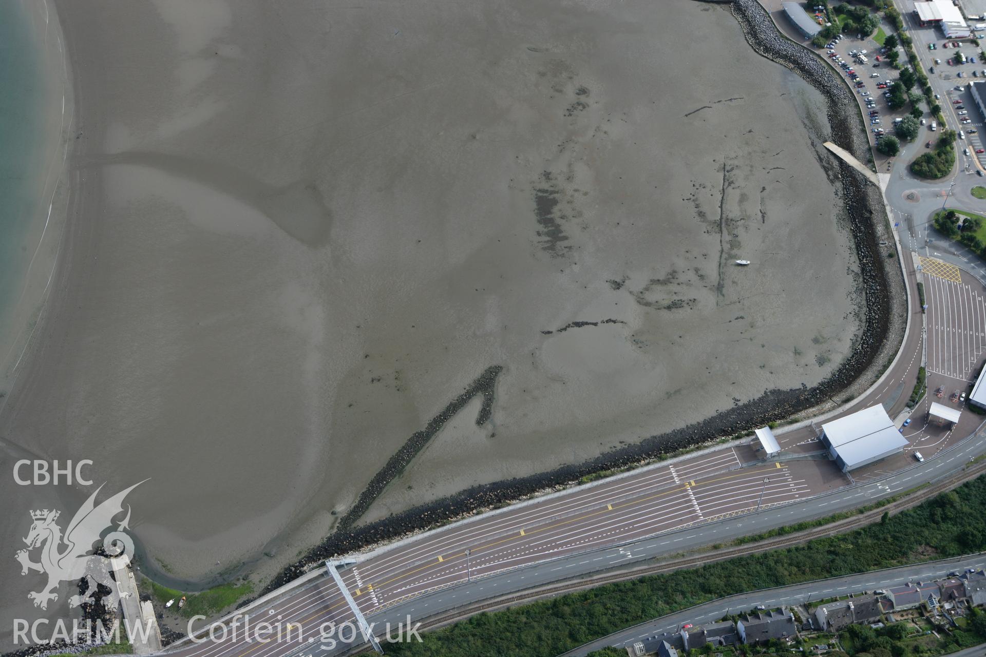 RCAHMW colour oblique photograph of Fishguard Harbour North-West Fish Trap. Taken by Toby Driver on 09/09/2010.