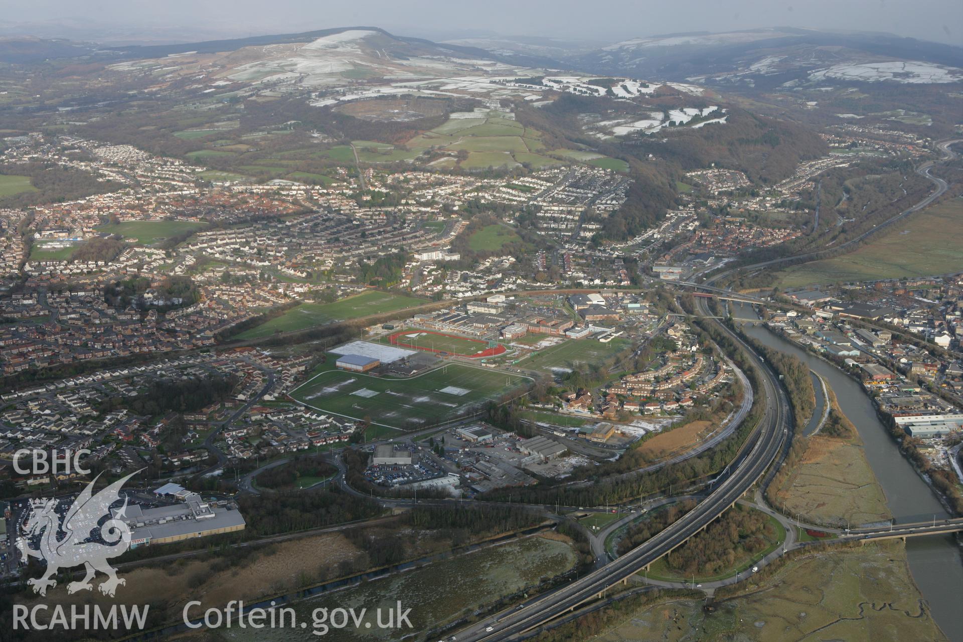 RCAHMW colour oblique photograph of Neath Auxilary Fort, general view from south west. Taken by Toby Driver on 01/12/2010.