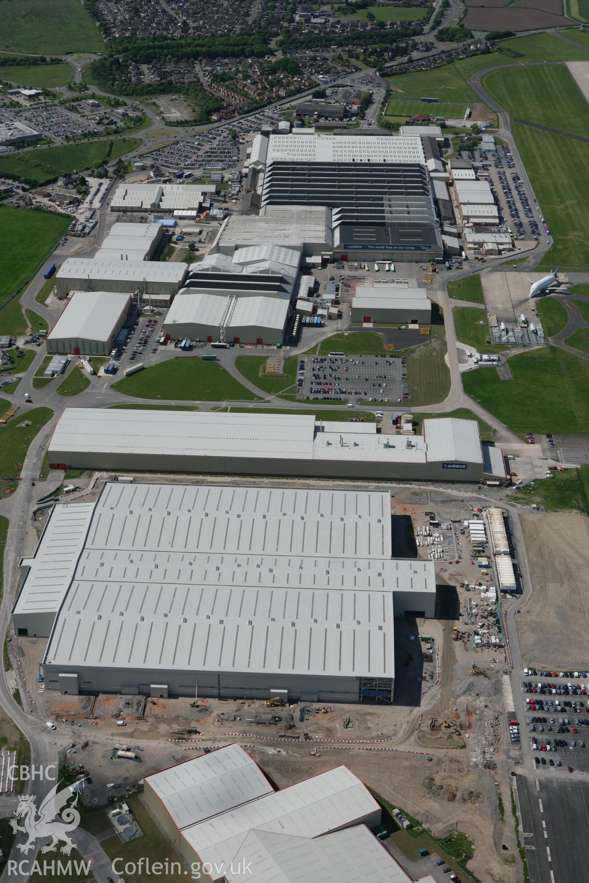 RCAHMW colour oblique photograph of Harwarden Aircraft factory. Taken by Toby Driver on 27/05/2010.