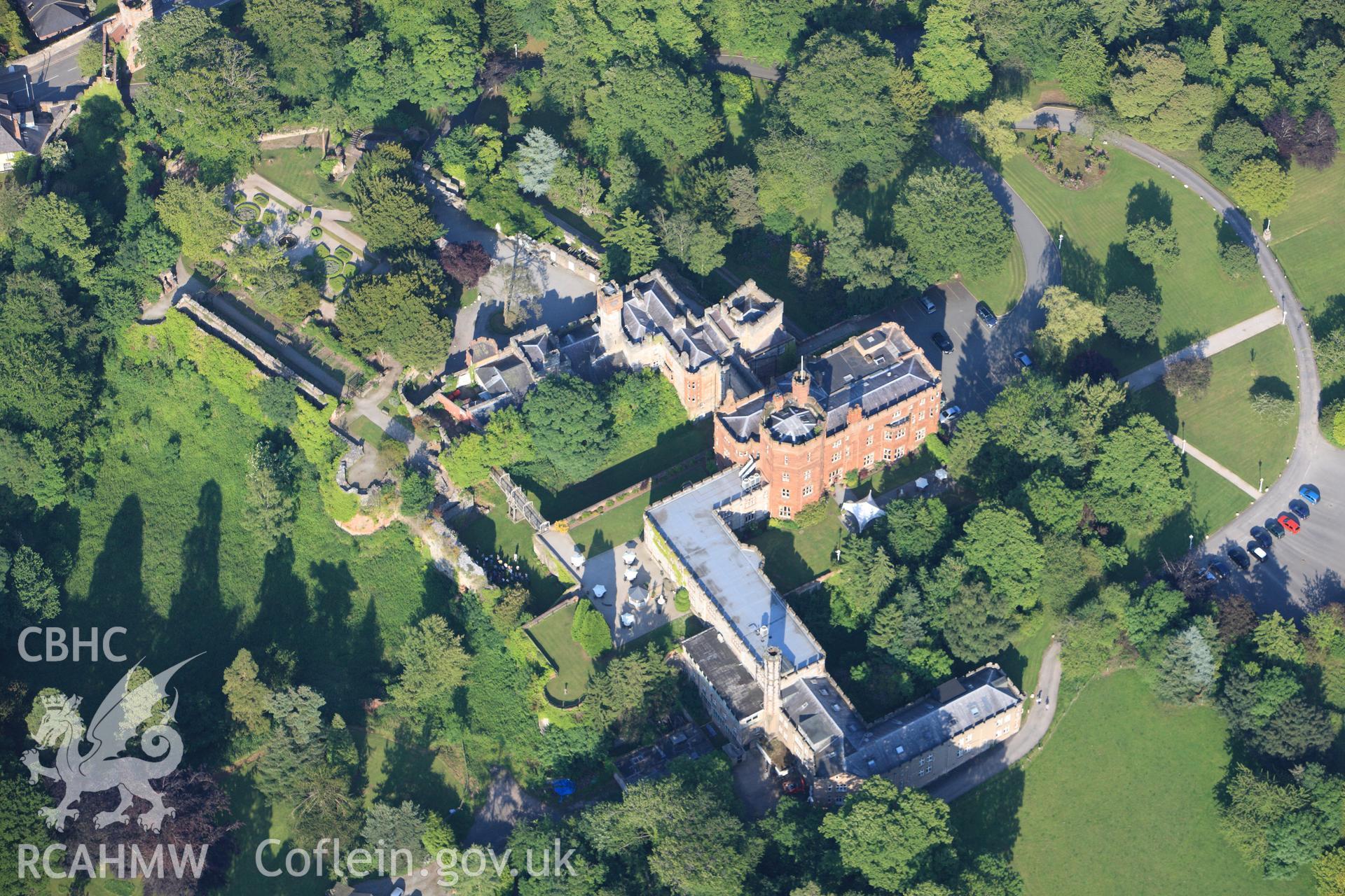 RCAHMW colour oblique photograph of Ruthin Castle, Ruthin. Taken by Toby Driver on 16/06/2010.