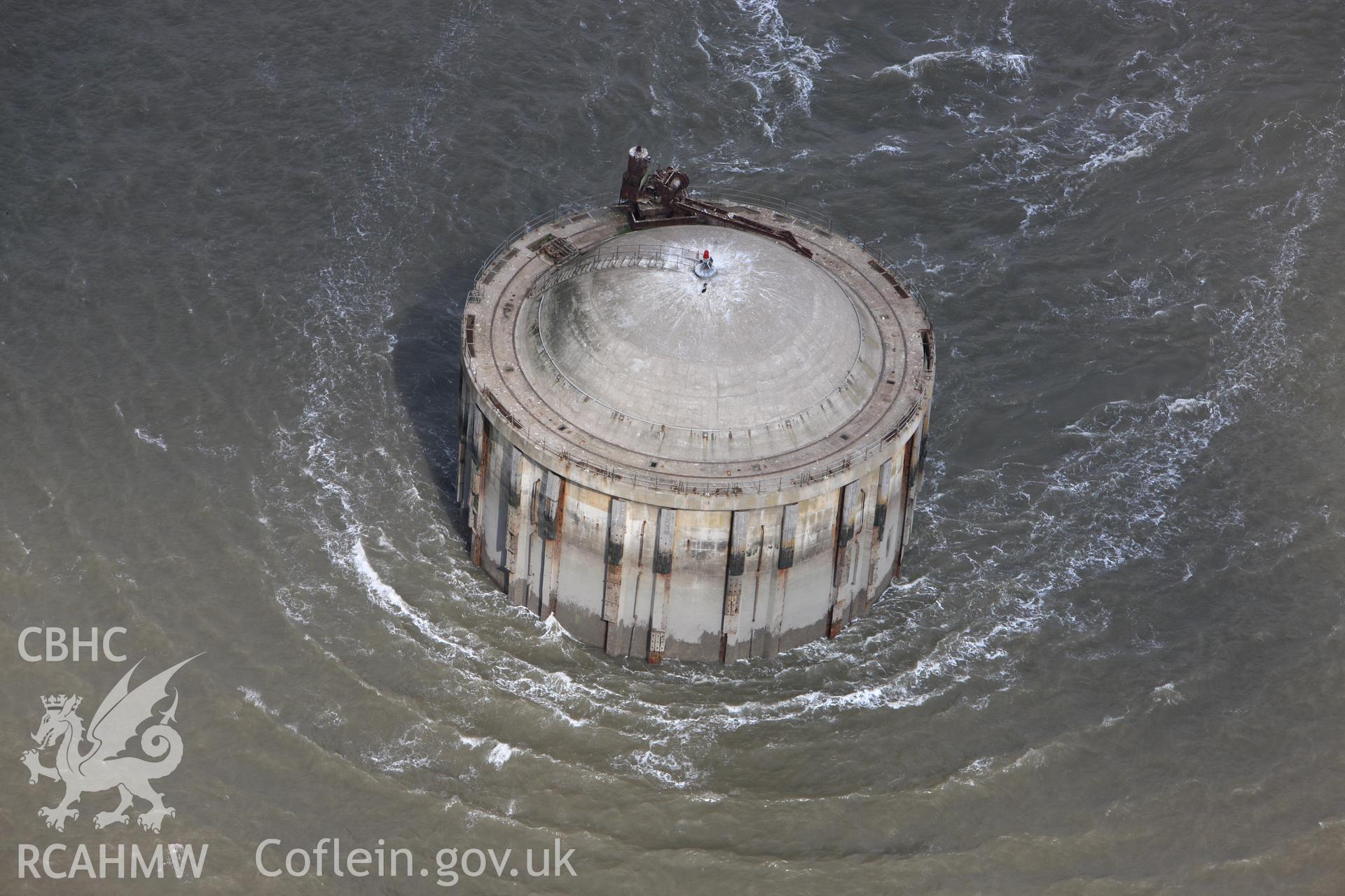 RCAHMW colour oblique photograph of Aberthaw Power Station Caisson, off Breakwater Point. Taken by Toby Driver on 29/07/2010.