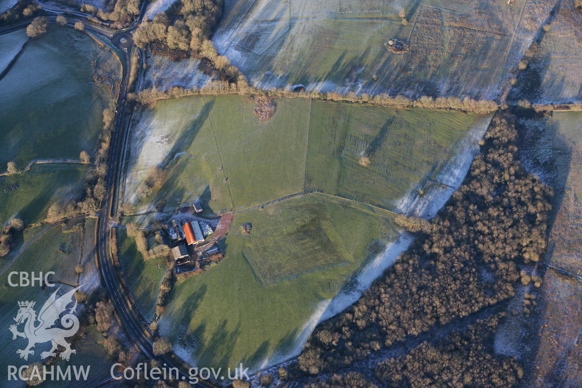 RCAHMW colour oblique photograph of earthworks near Gorswen, Middleton Hall Park. Taken by Toby Driver on 08/12/2010.