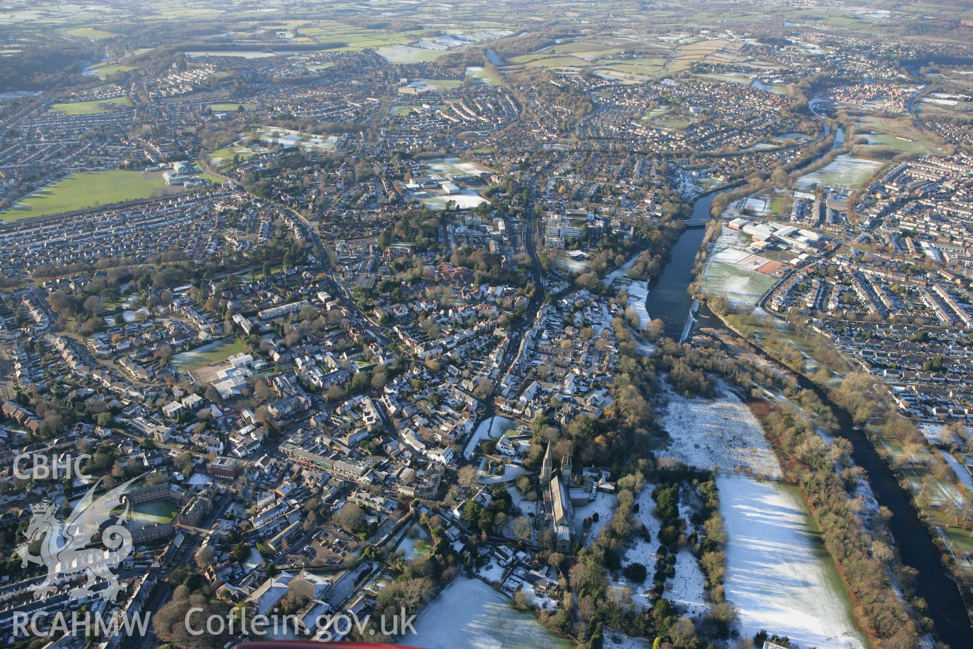 RCAHMW colour oblique photograph of Llandaff Cathedral. Taken by Toby Driver on 08/12/2010.