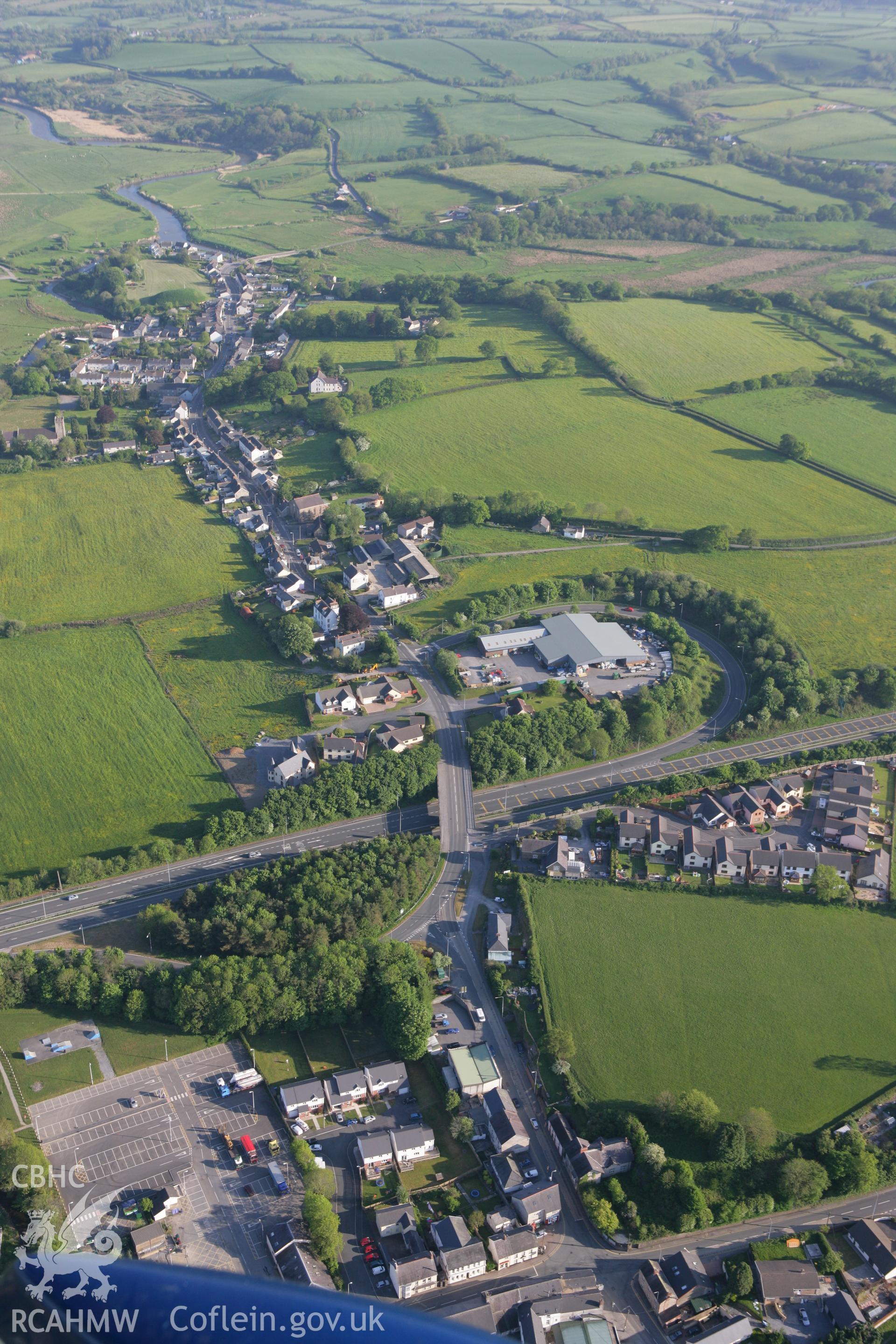 RCAHMW colour oblique photograph of St Clears. Taken by Toby Driver on 24/05/2010.