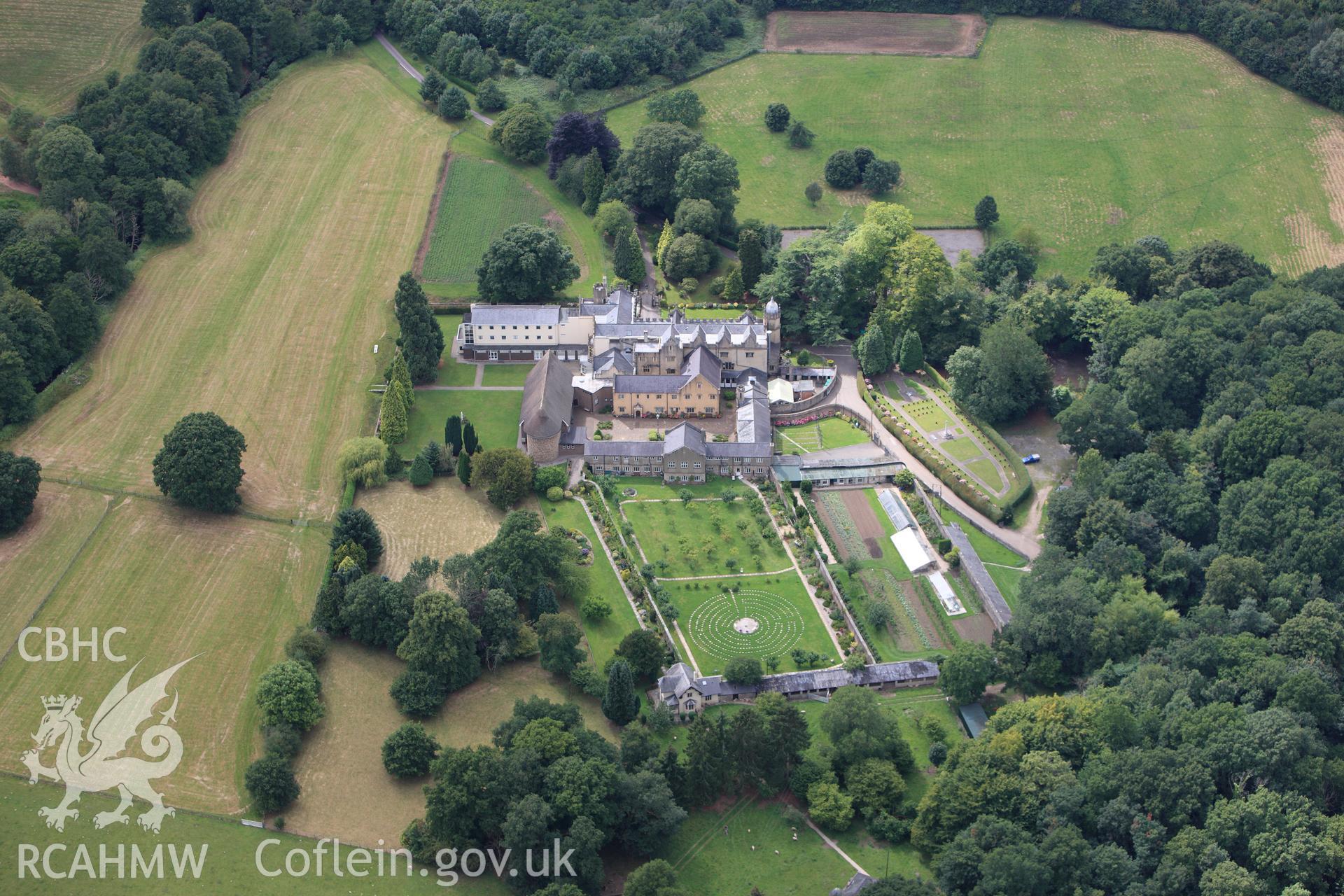 RCAHMW colour oblique photograph of Llantarnam Abbey and Gardens, Cwmbran. Taken by Toby Driver on 29/07/2010.