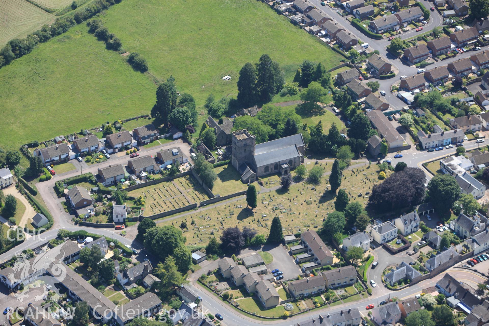 RCAHMW colour oblique photograph of St Mary's Church, Usk. Taken by Toby Driver on 21/06/2010.