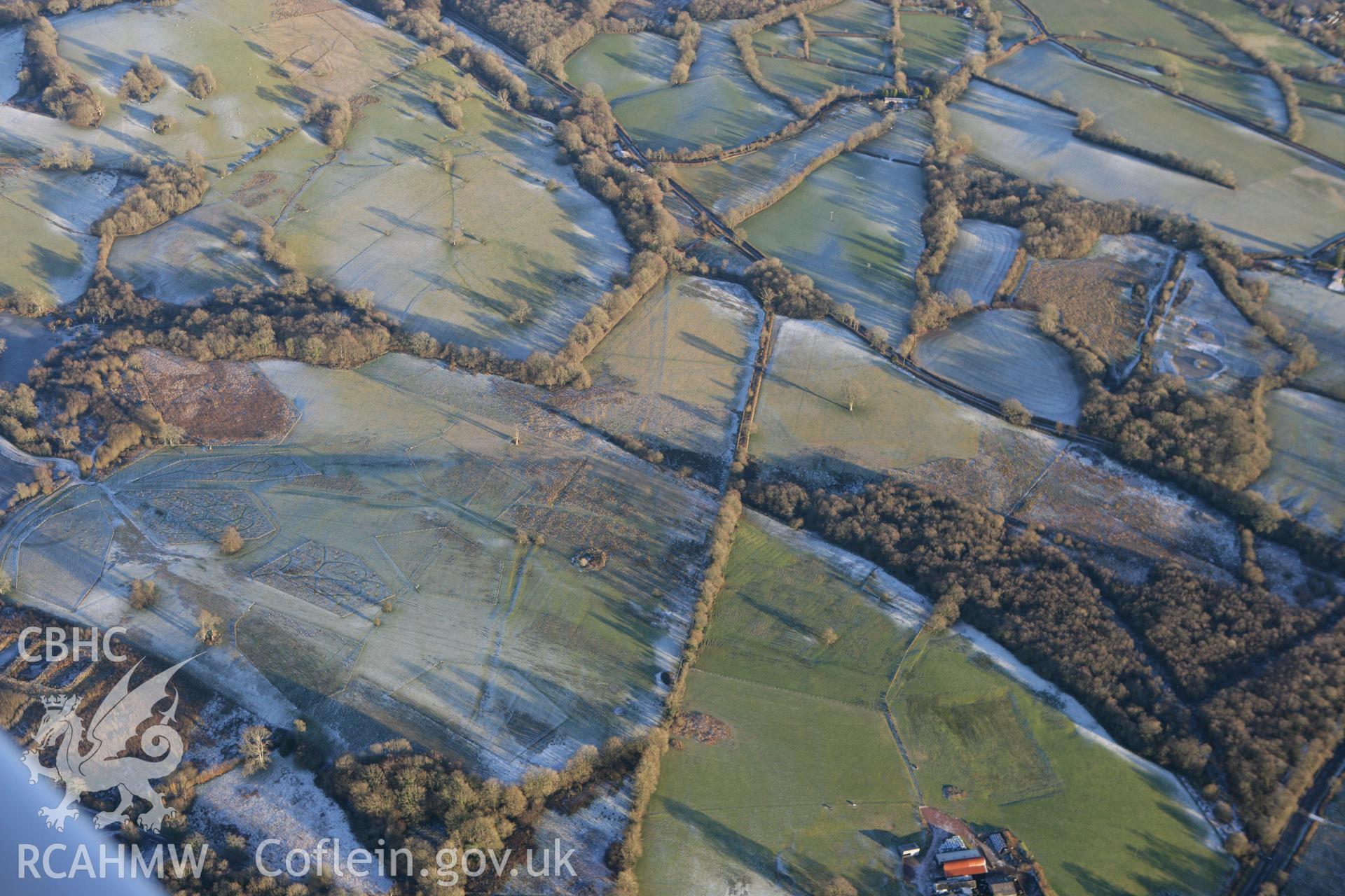 RCAHMW colour oblique photograph of earthworks near Gorswen, Middleton Hall Park. Taken by Toby Driver on 08/12/2010.