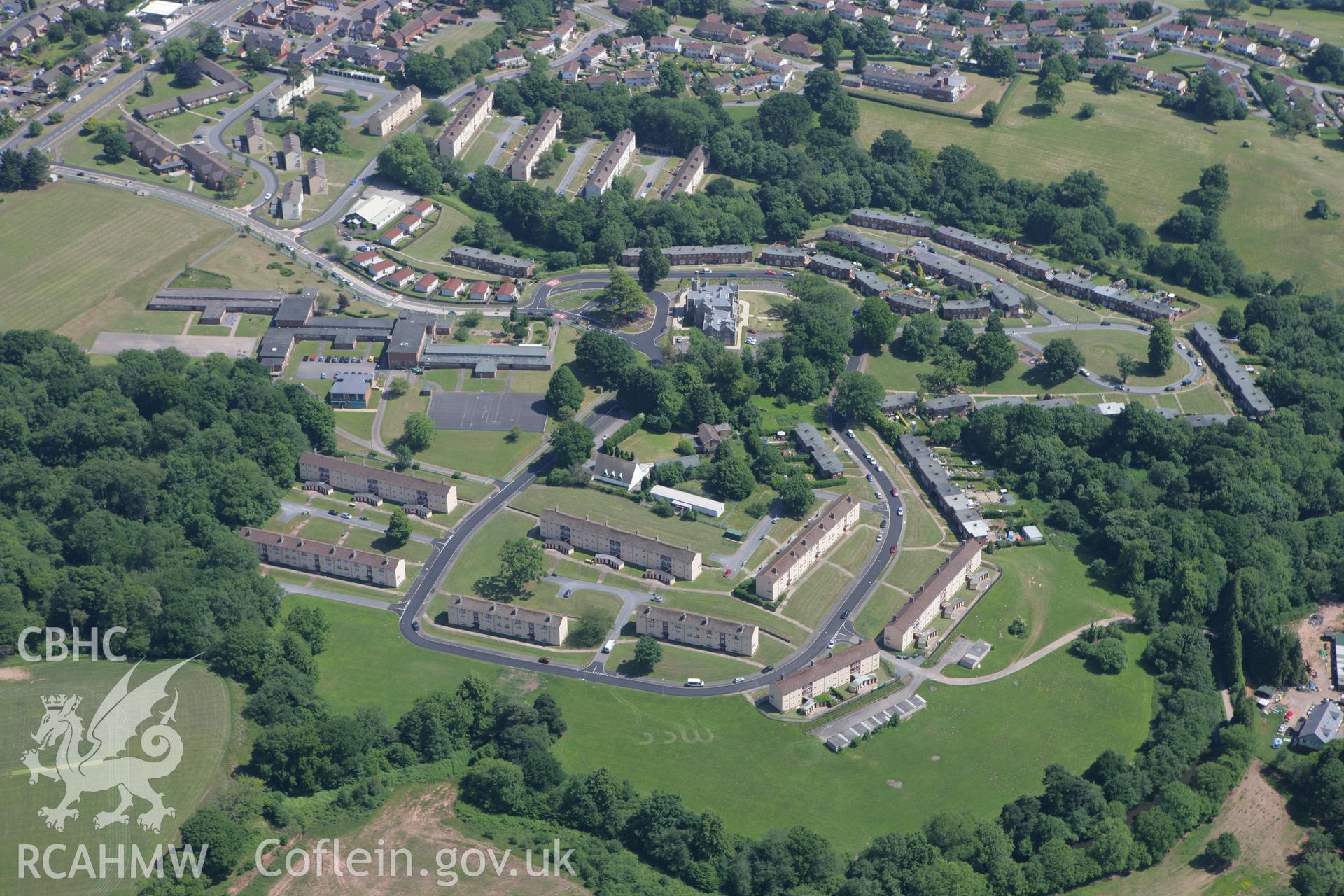 RCAHMW colour oblique photograph of Malpas Court, Malpas, Newport. Taken by Toby Driver on 21/06/2010.