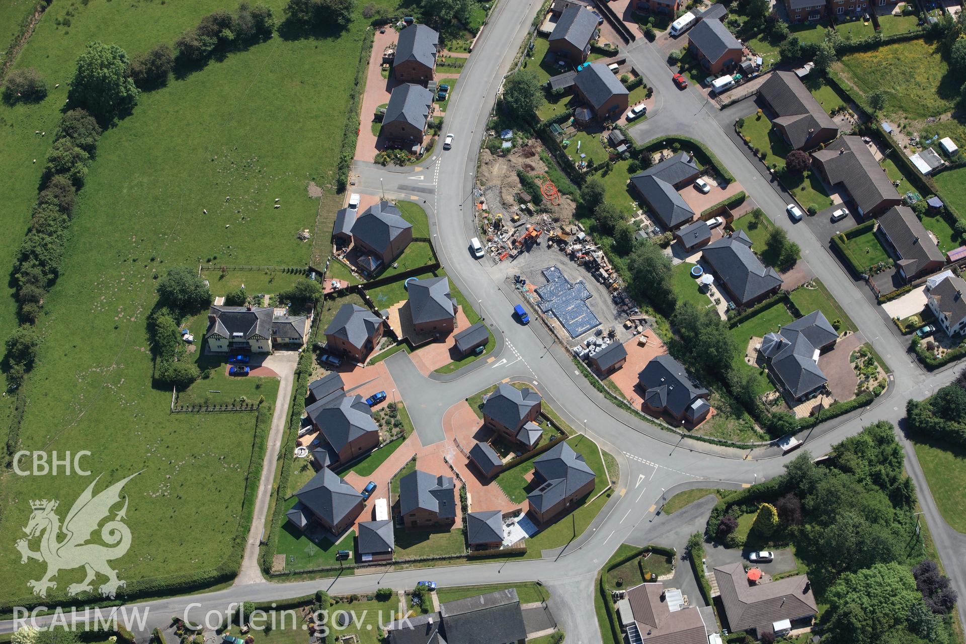 RCAHMW colour oblique photograph of housing at Tregynon. Taken by Toby Driver on 16/06/2010.