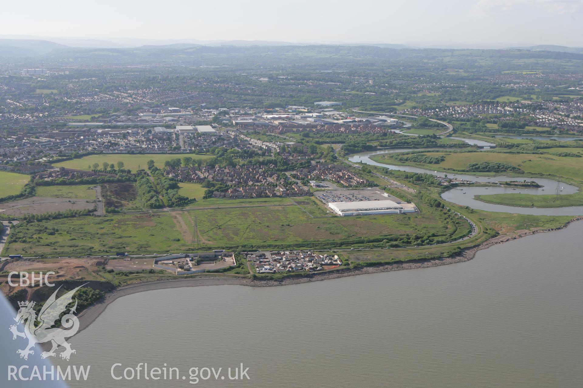 RCAHMW colour oblique photograph of Cardiff Muncipal Airport (Splott Aerodrome). Taken by Toby Driver on 24/05/2010.