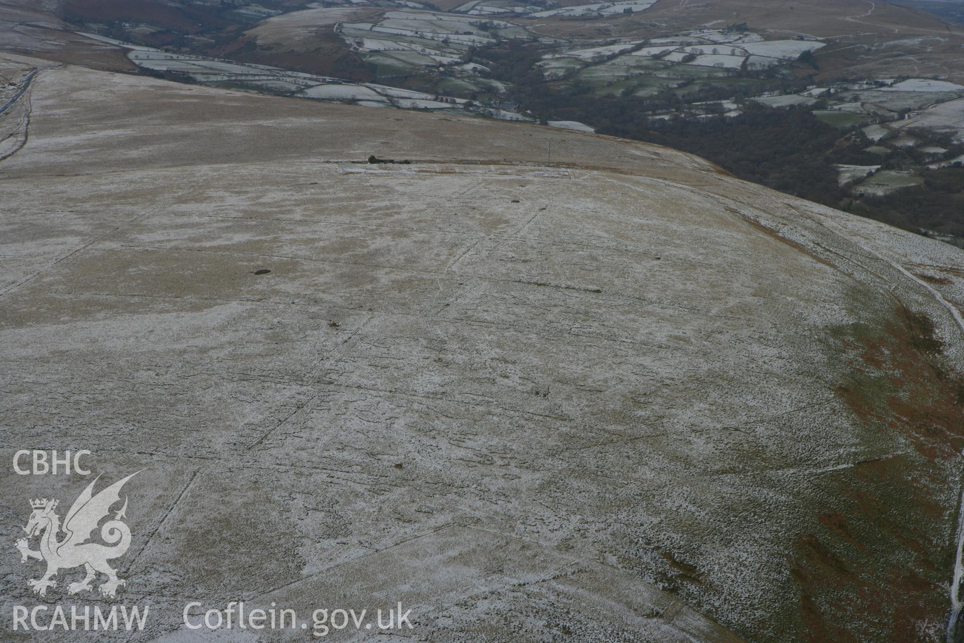 RCAHMW colour oblique photograph of Tor Clawdd to Lluest Treharne anti-glider trenches. Taken by Toby Driver on 01/12/2010.