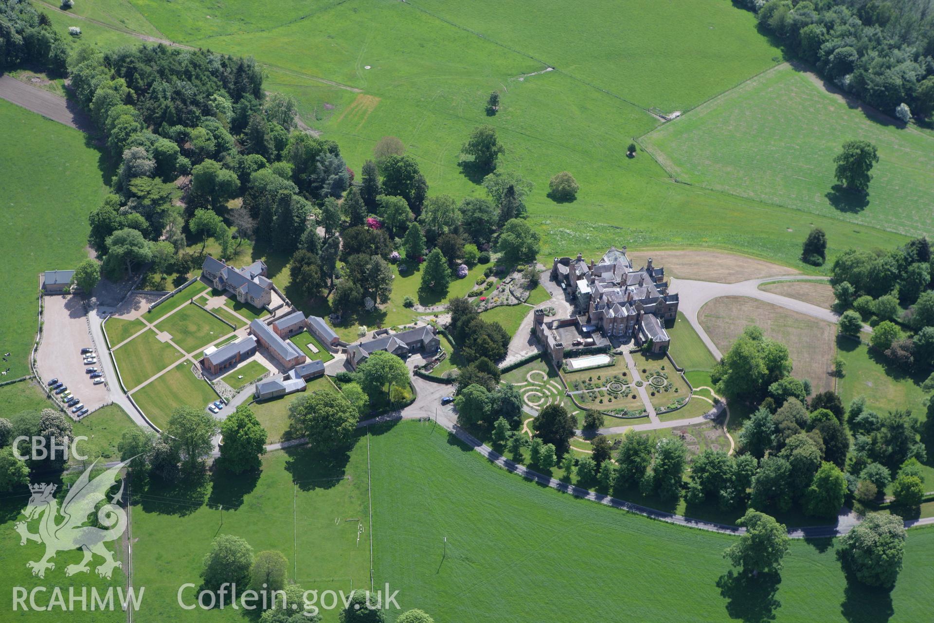 RCAHMW colour oblique photograph of Brynkinallt Hall, Chirk. Taken by Toby Driver on 27/05/2010.