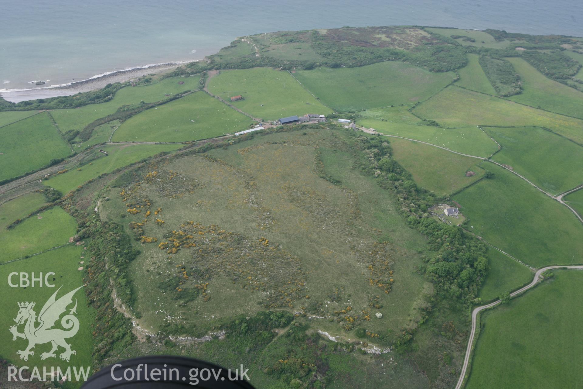 RCAHMW colour oblique photograph of Bwrdd Arthur hillfort. Taken by Toby Driver on 10/06/2010.