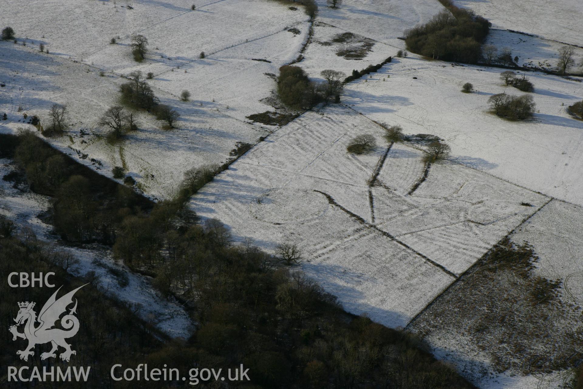 RCAHMW colour oblique photograph of Middleton Hall Park, tree-planting circles north-west of Clearbrook Woods. Taken by Toby Driver on 01/12/2010.