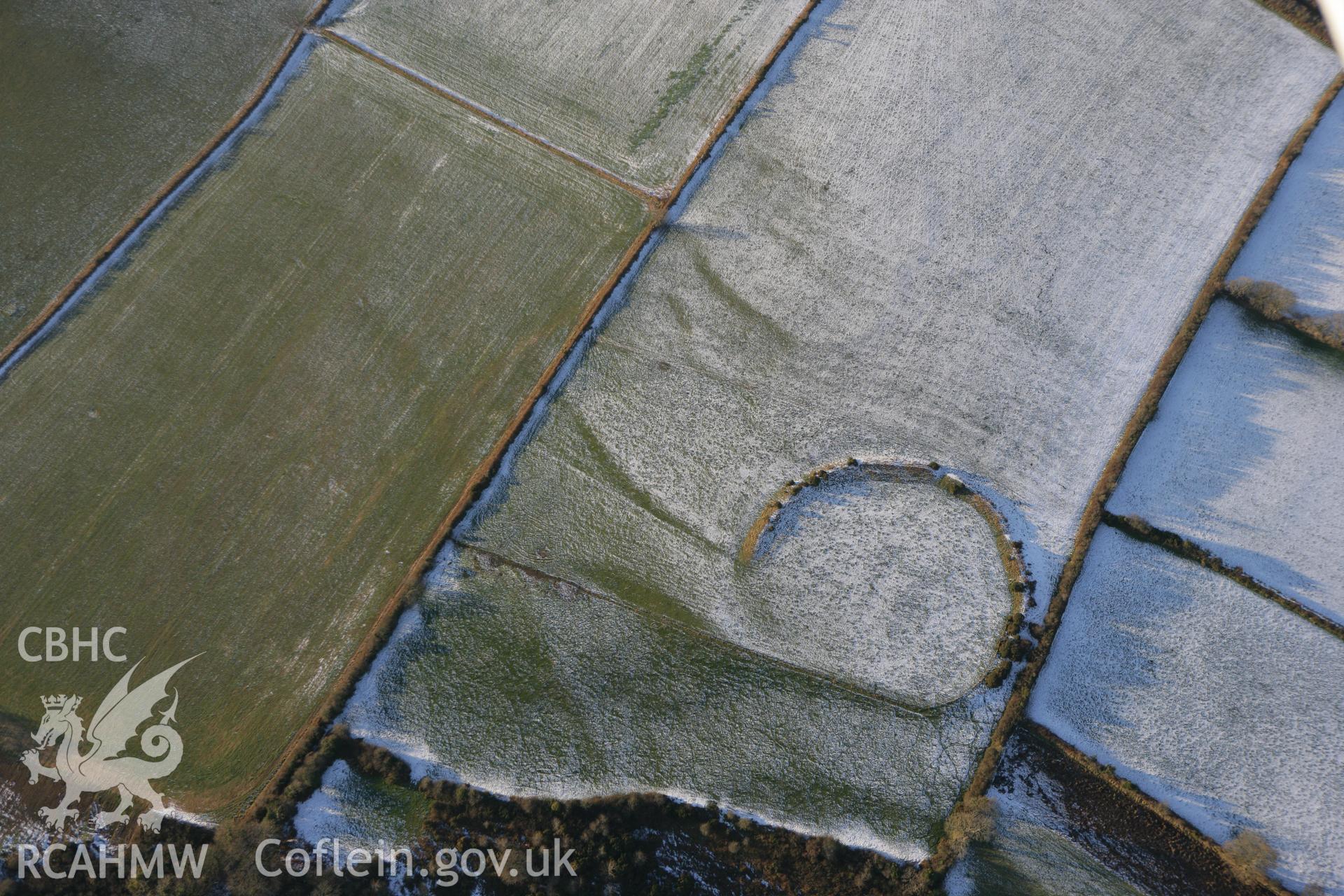 RCAHMW colour oblique photograph of Caer Penpicas. Taken by Toby Driver on 01/12/2010.