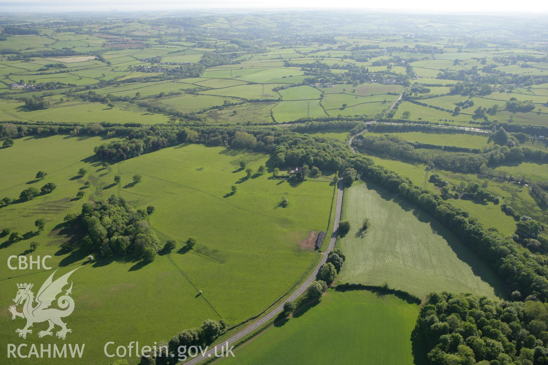 RCAHMW colour oblique photograph of Tregochas, earthworks of field systems. Taken by Toby Driver on 24/05/2010.