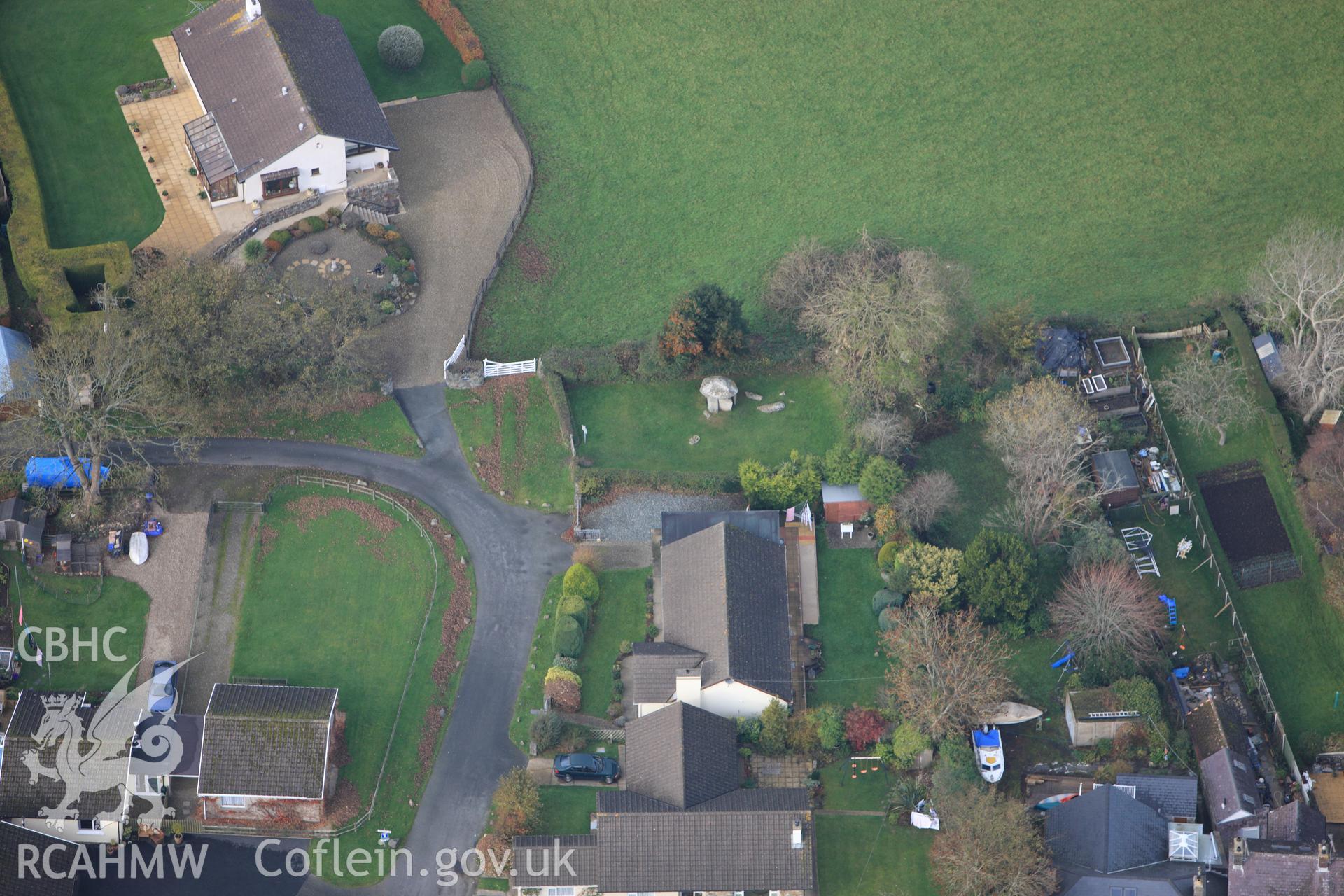 RCAHMW colour oblique photograph of Carreg Coetan Arthur. Taken by Toby Driver on 16/11/2010.