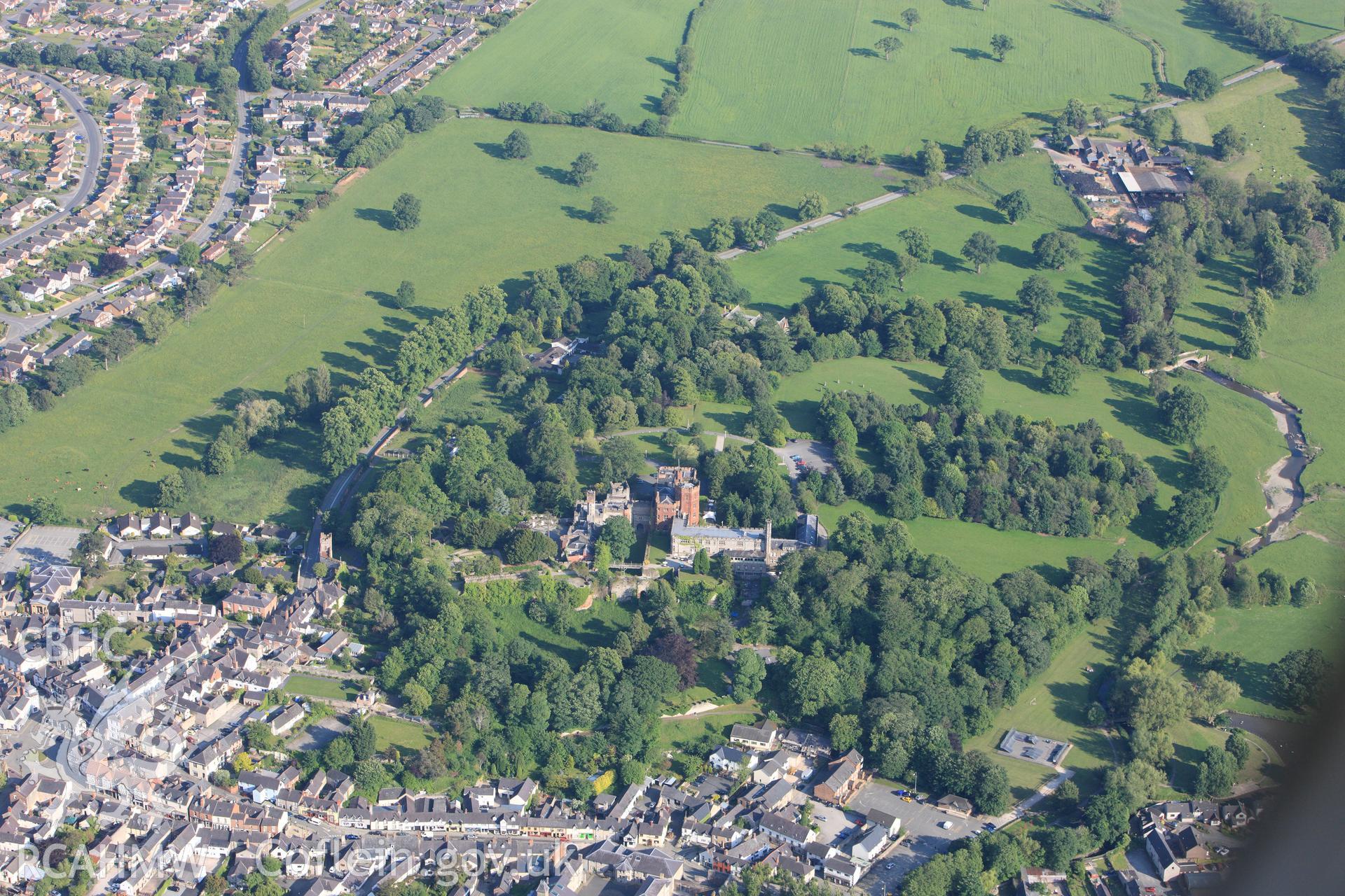 RCAHMW colour oblique photograph of Ruthin Castle, Ruthin. Taken by Toby Driver on 16/06/2010.