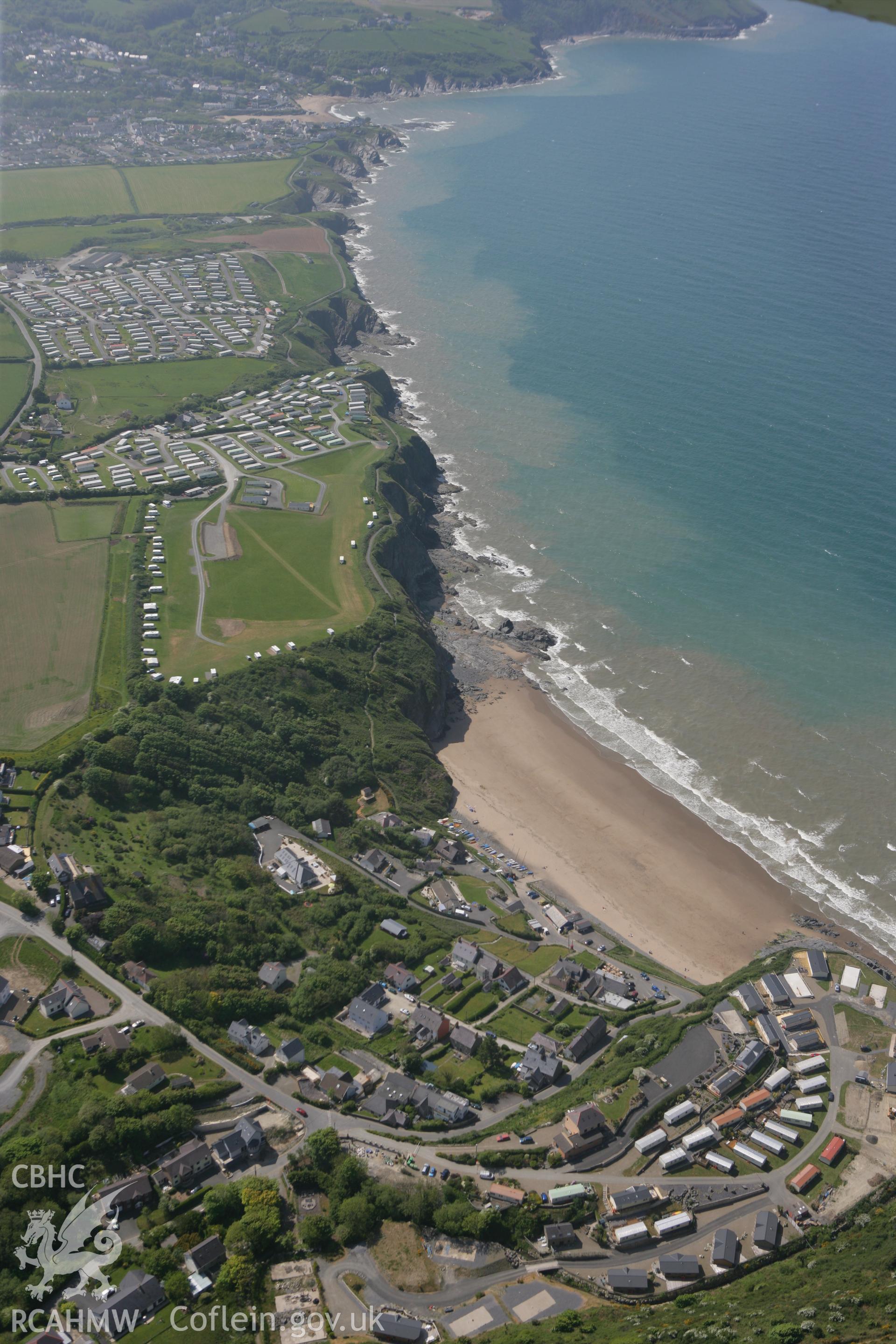 RCAHMW colour oblique photograph of Tresaith. Taken by Toby Driver on 25/05/2010.