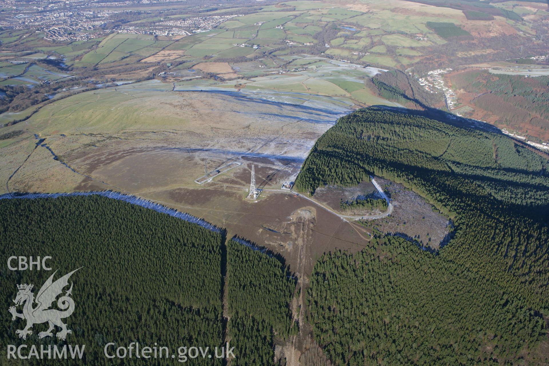 RCAHMW colour oblique photograph of Cwmafan Copper Works flue. Taken by Toby Driver on 08/12/2010.