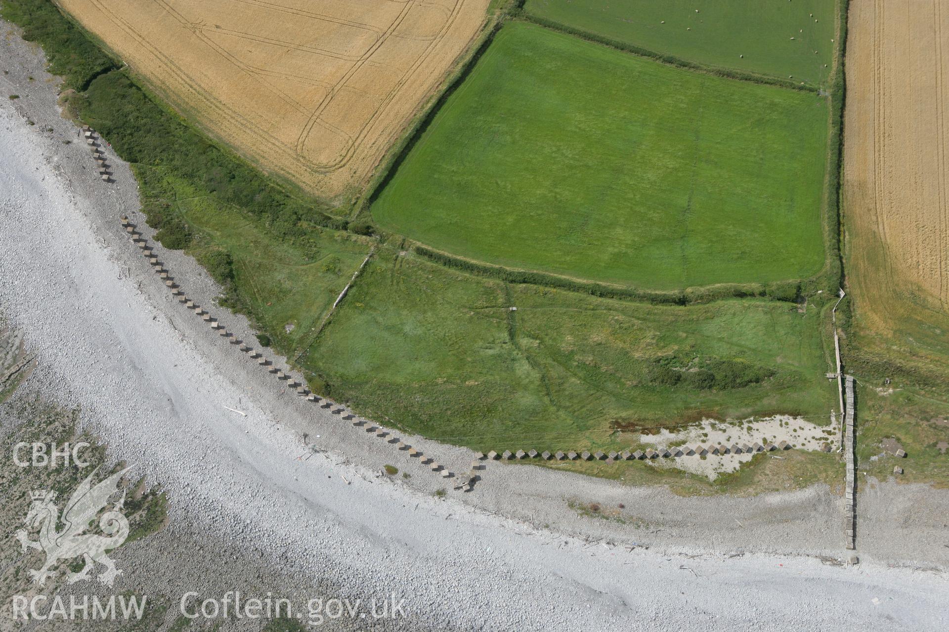 RCAHMW colour oblique photograph of Limpert Bay anti-invasion defences (Pillbox, Gileston). Taken by Toby Driver on 29/07/2010.