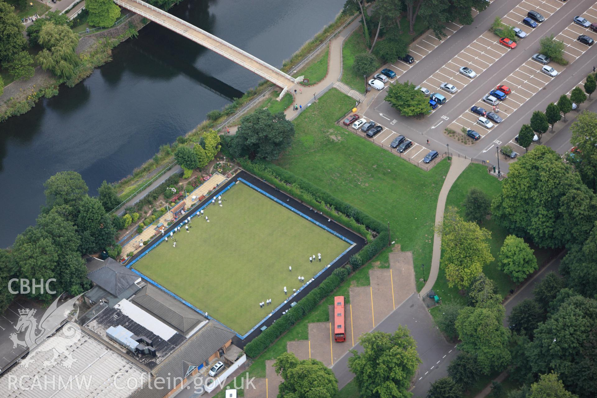 RCAHMW colour oblique photograph of Sophia Gardens Bowling Green, Riverside, Cardiff. Taken by Toby Driver on 29/07/2010.