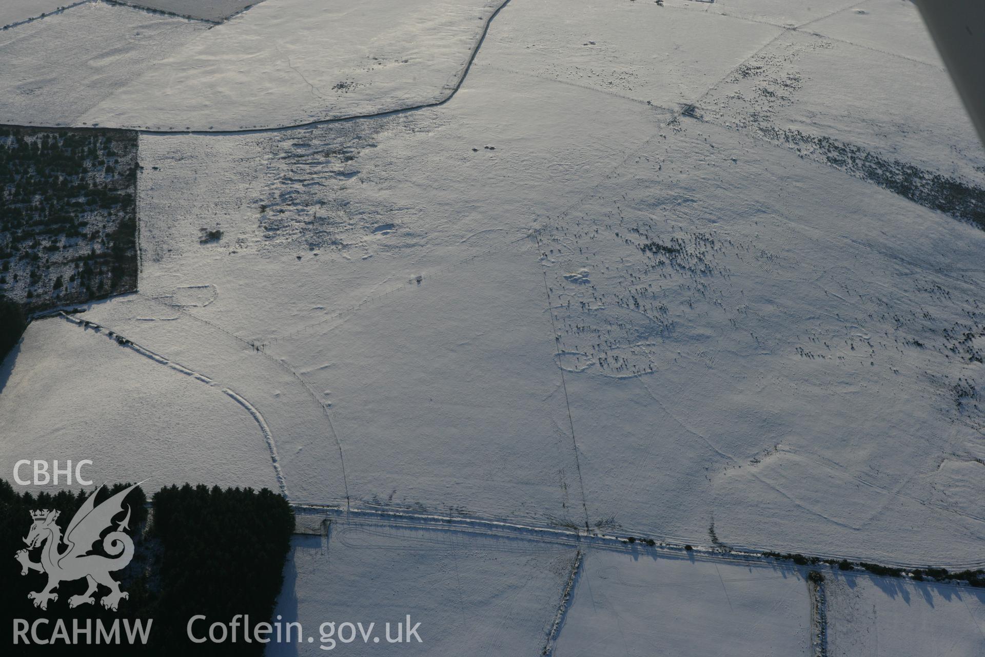 RCAHMW colour oblique photograph of Bernard's Well Mountain, prehistoric settlement, view from the north. Taken by Toby Driver on 01/12/2010.