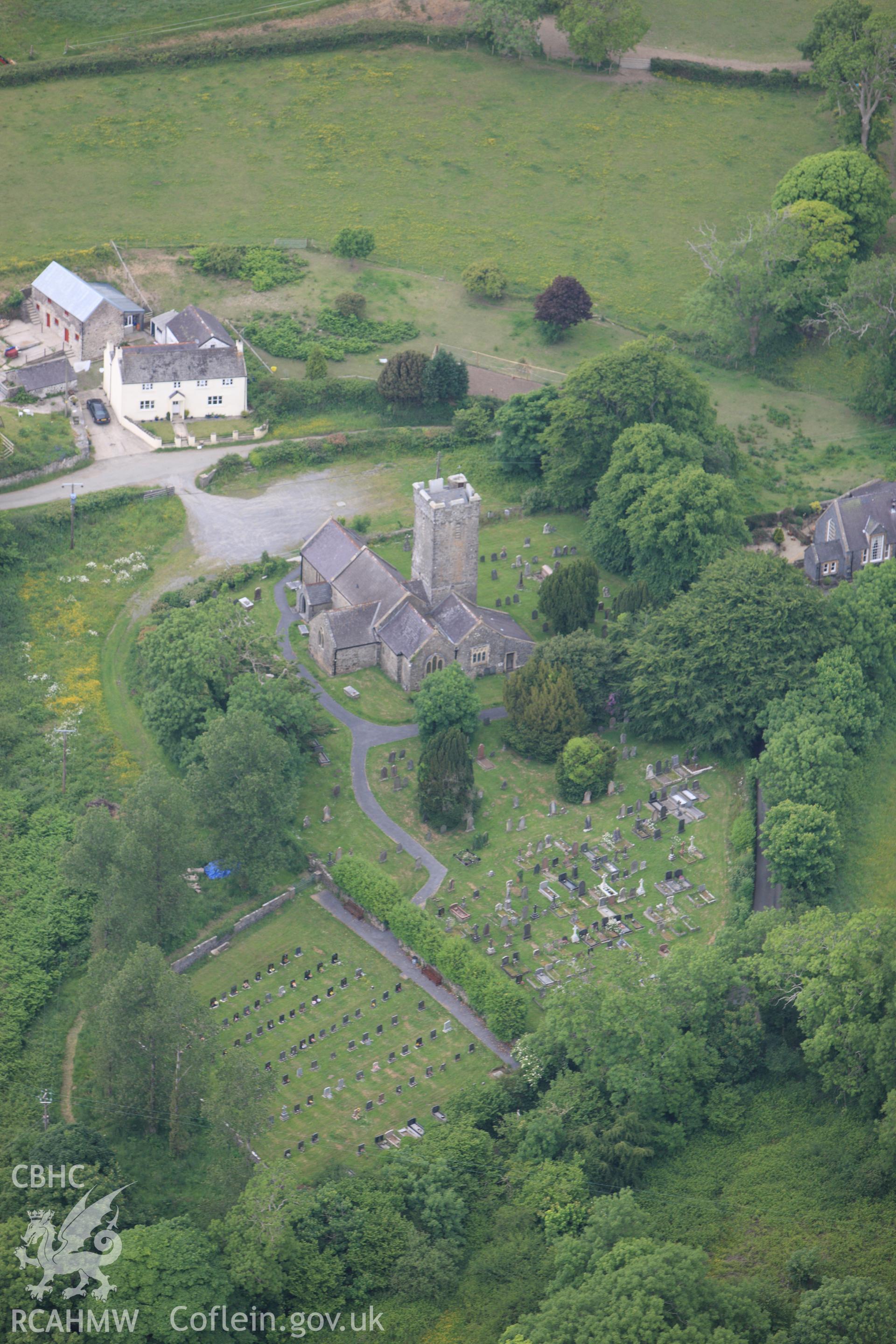 RCAHMW colour oblique photograph of St Elidyr's Church, Amroth. Taken by Toby Driver on 11/06/2010.