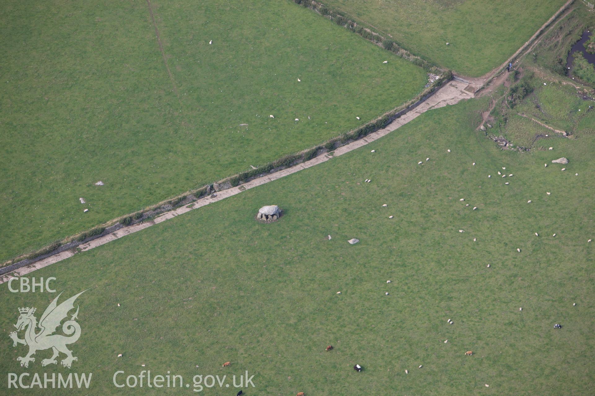 RCAHMW colour oblique photograph of Carreg Sampson burial chamber. Taken by Toby Driver on 09/09/2010.