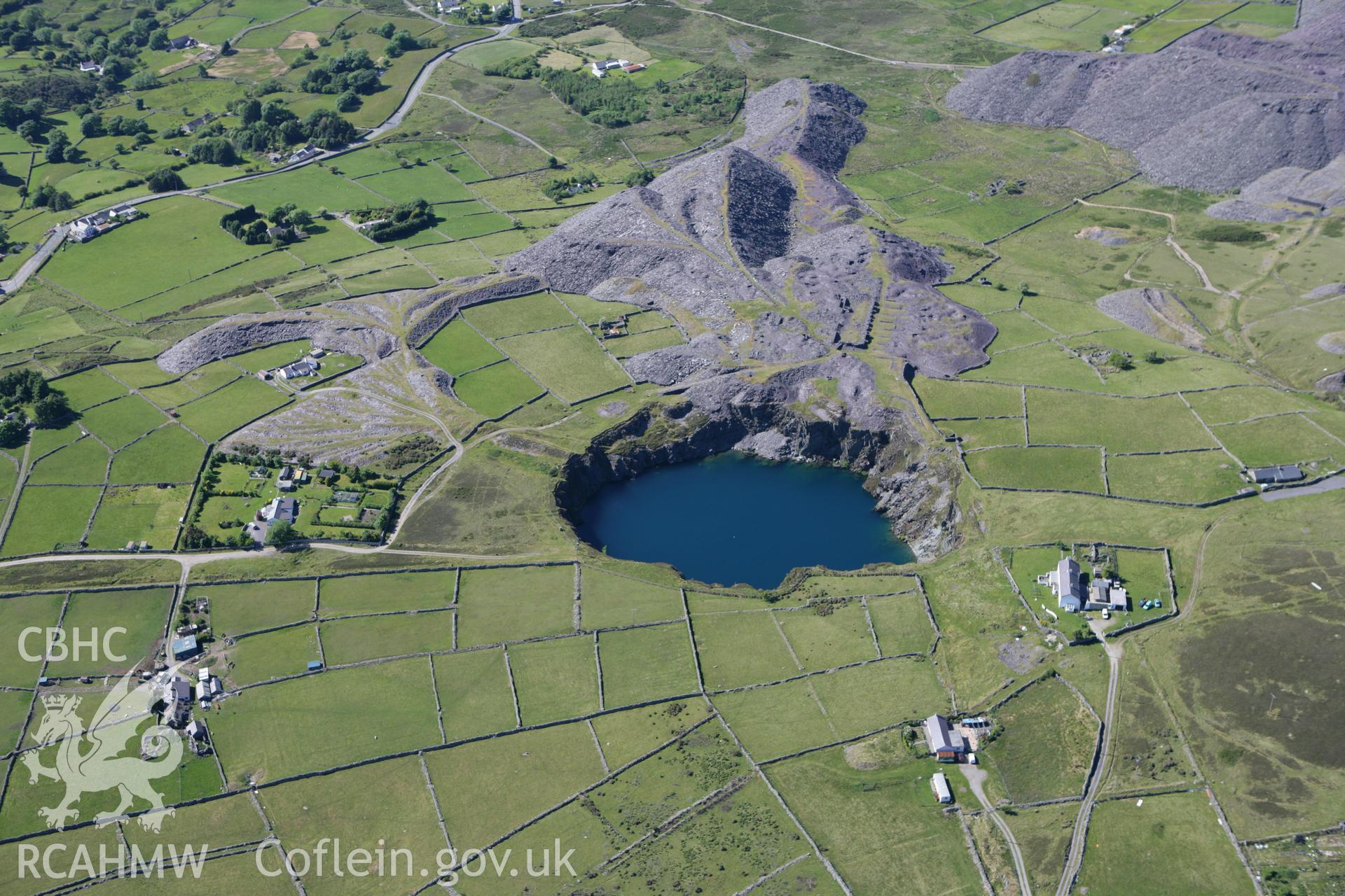 RCAHMW colour oblique photograph of Braich Slate Quarry. Taken by Toby Driver on 16/06/2010.