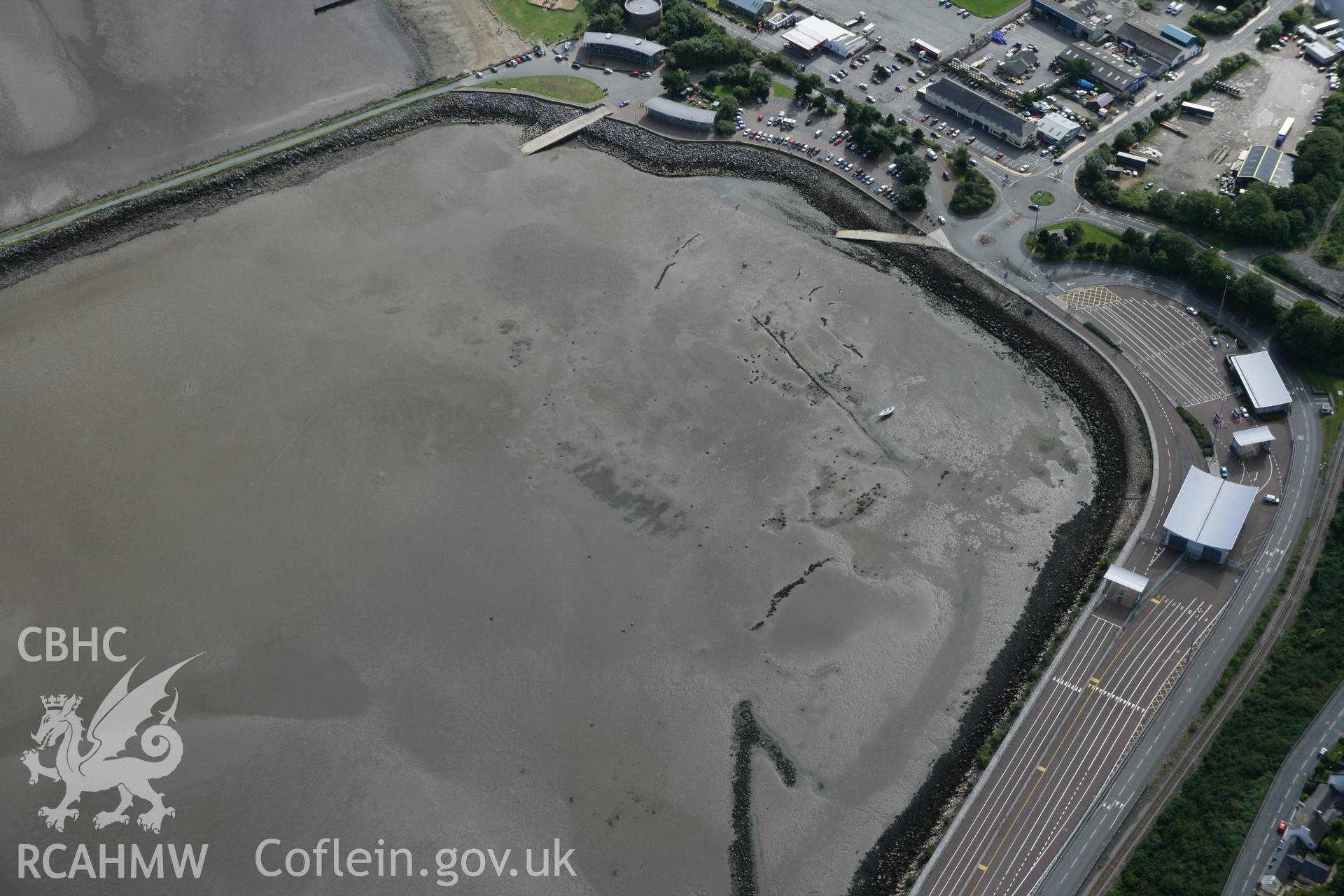 RCAHMW colour oblique photograph of Fishguard Harbour North-West Fish Trap. Taken by Toby Driver on 09/09/2010.