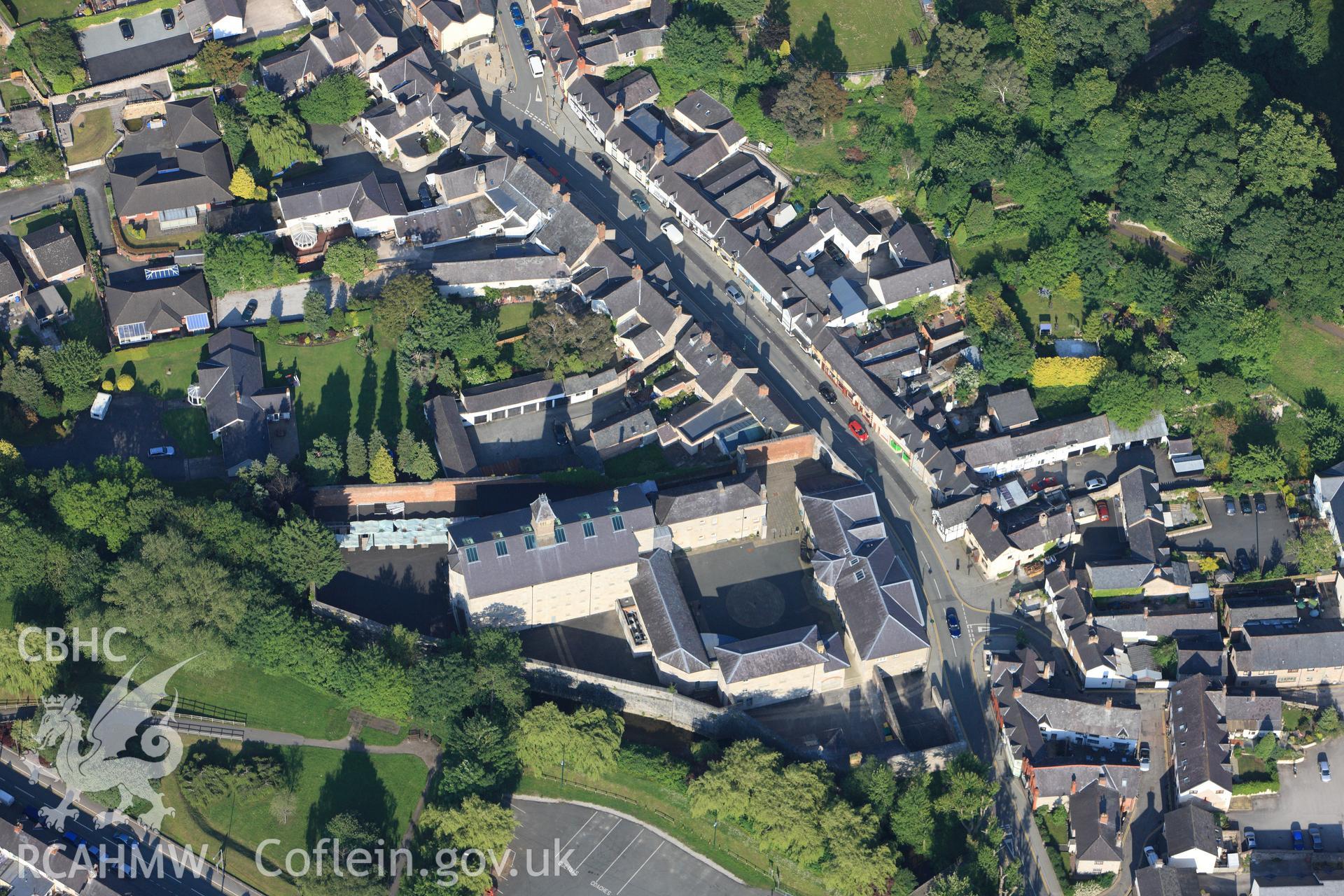 RCAHMW colour oblique photograph of Ruthin County Gaol, 46 Clwyd Street, Ruthin. Taken by Toby Driver on 16/06/2010.