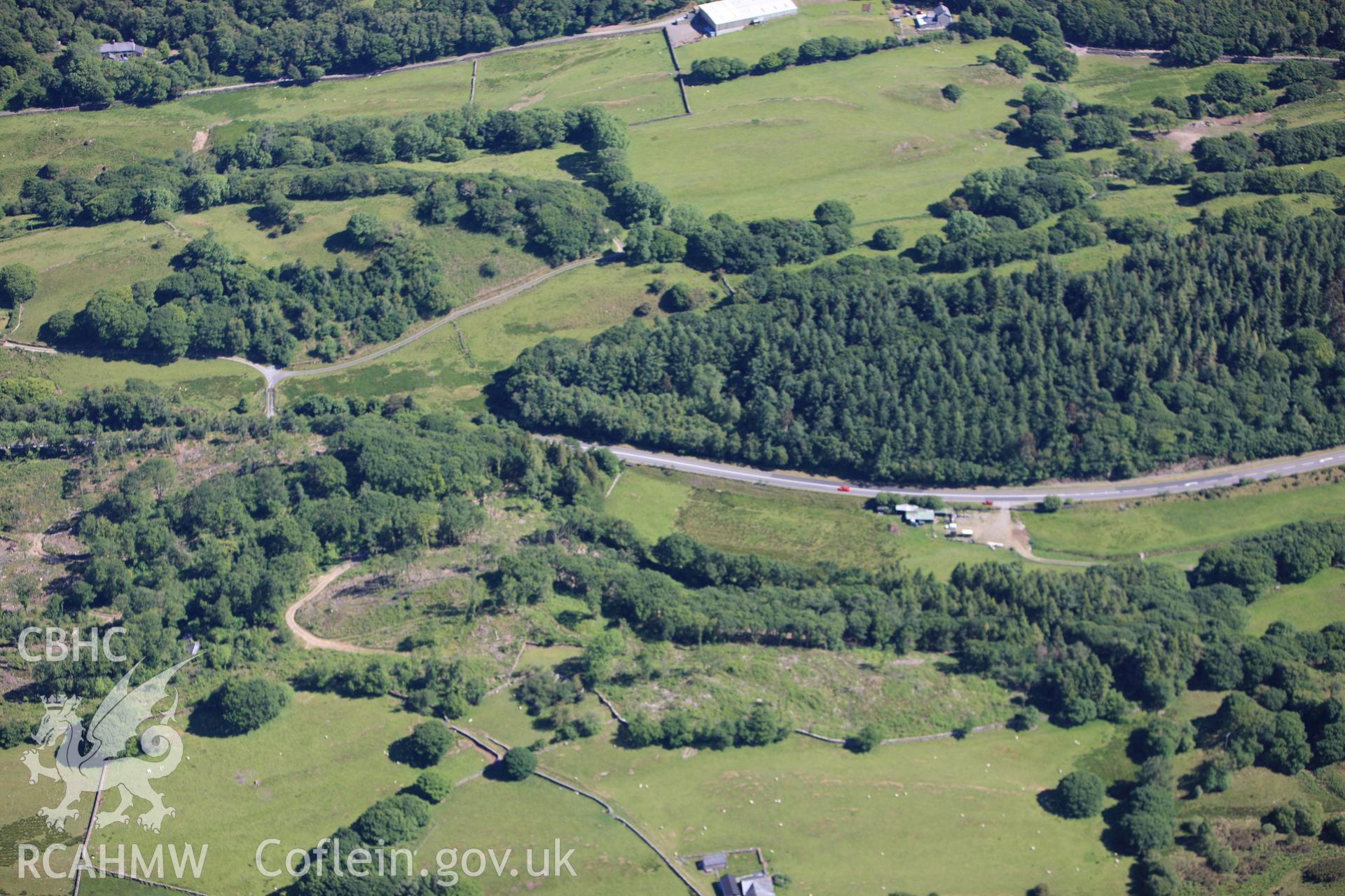 RCAHMW colour oblique photograph of Coed Hafod-talog, landscape to the west of Coed Cae Falli Homestead. Taken by Toby Driver on 16/06/2010.