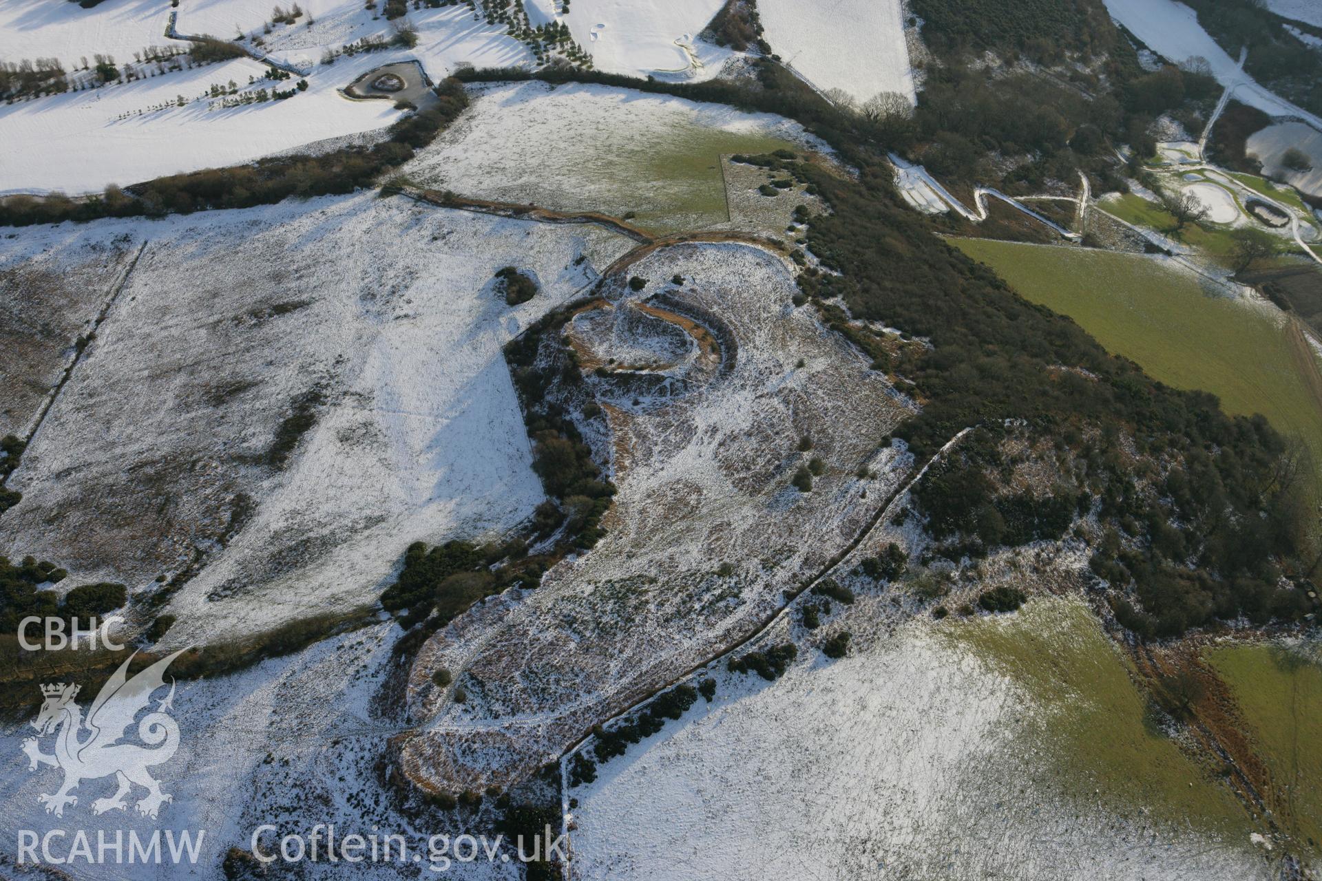 RCAHMW colour oblique photograph of Caer Penrhos hillfort. Taken by Toby Driver on 02/12/2010.