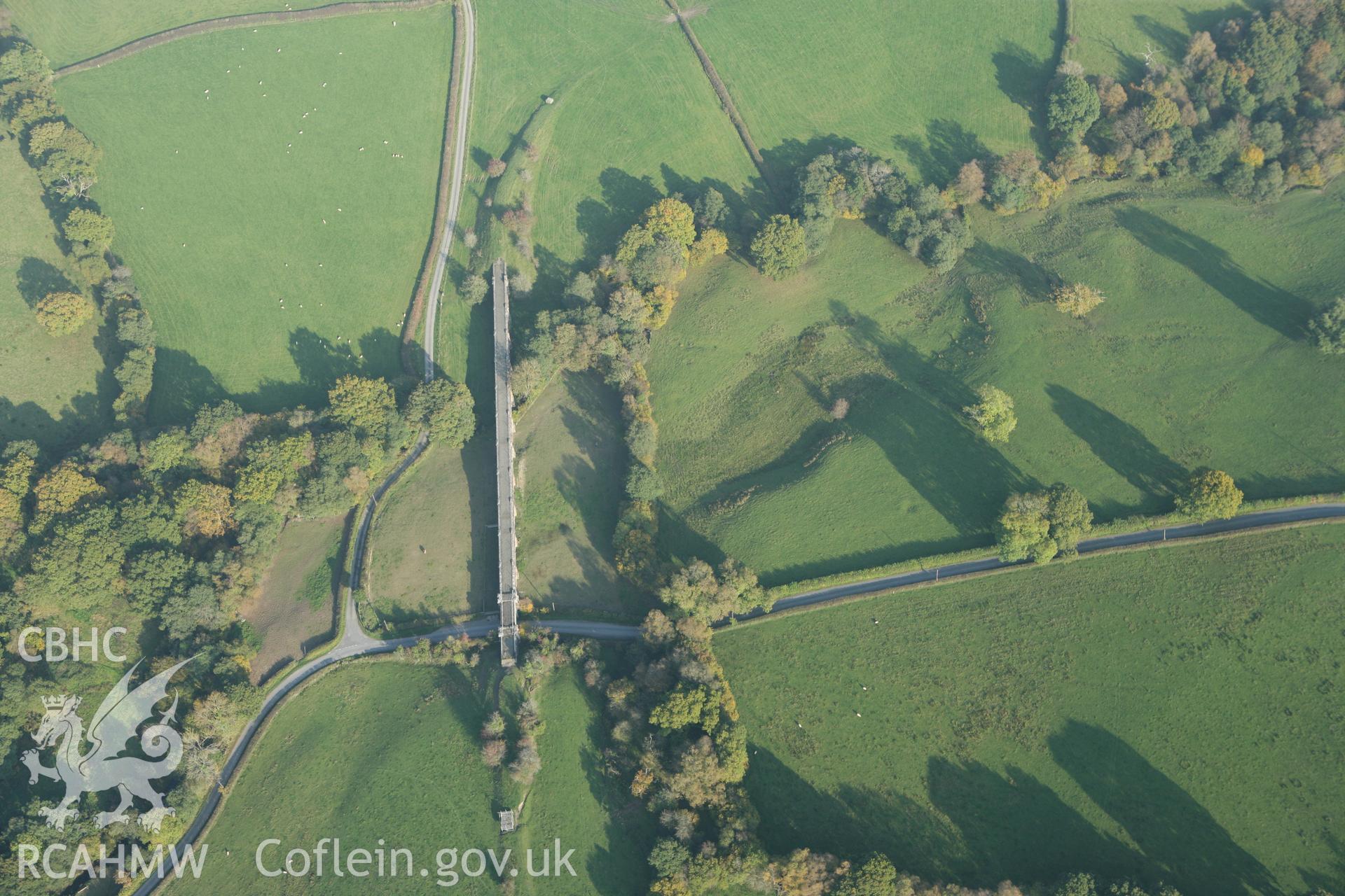 RCAHMW colour oblique photograph of Carmel Bridge, Nantmel Conduit (Elan Aqueduct). Taken by Toby Driver on 13/10/2010.