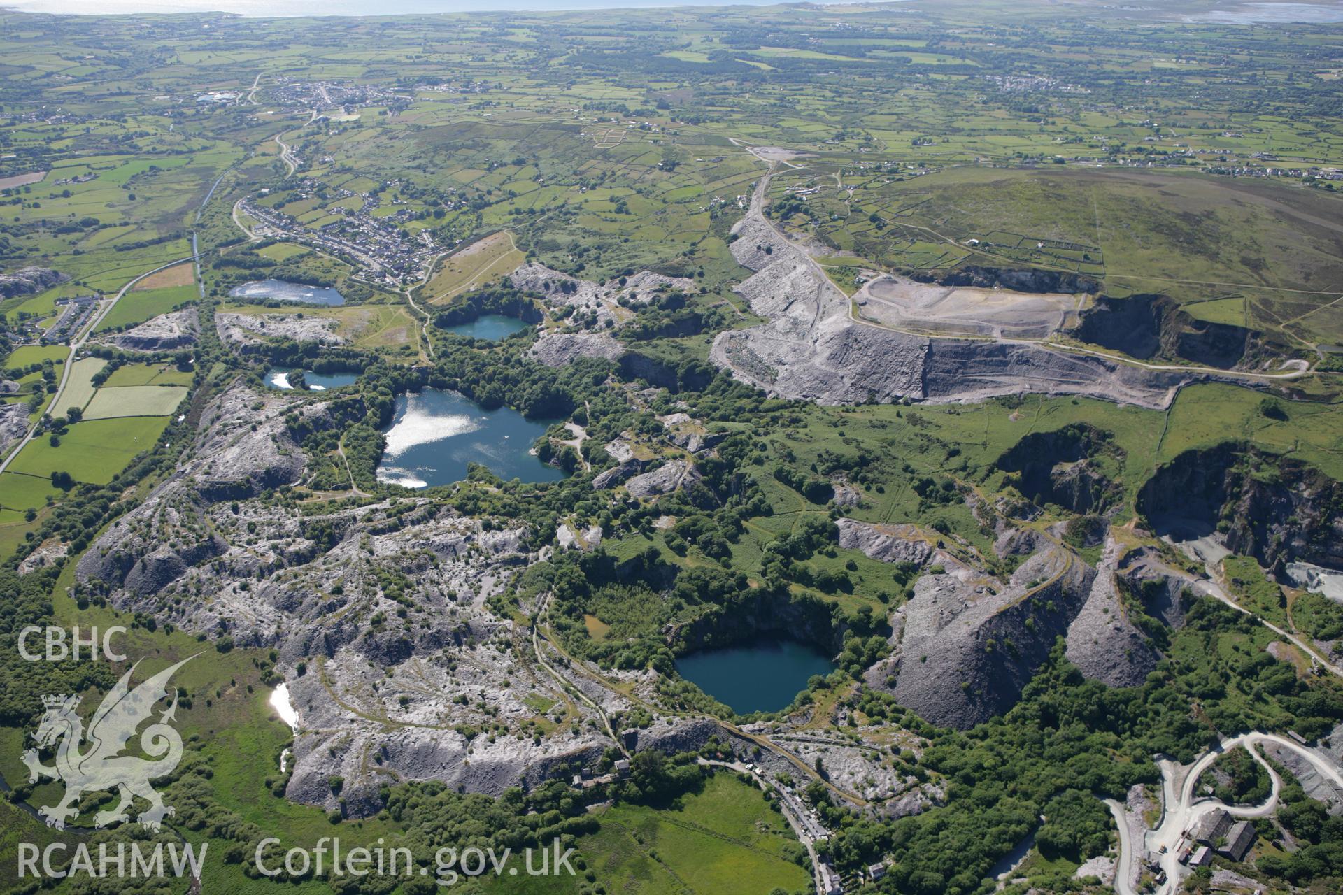 RCAHMW colour oblique photograph of Cloddfa'r Lon Slate Quarry. Taken by Toby Driver on 16/06/2010.